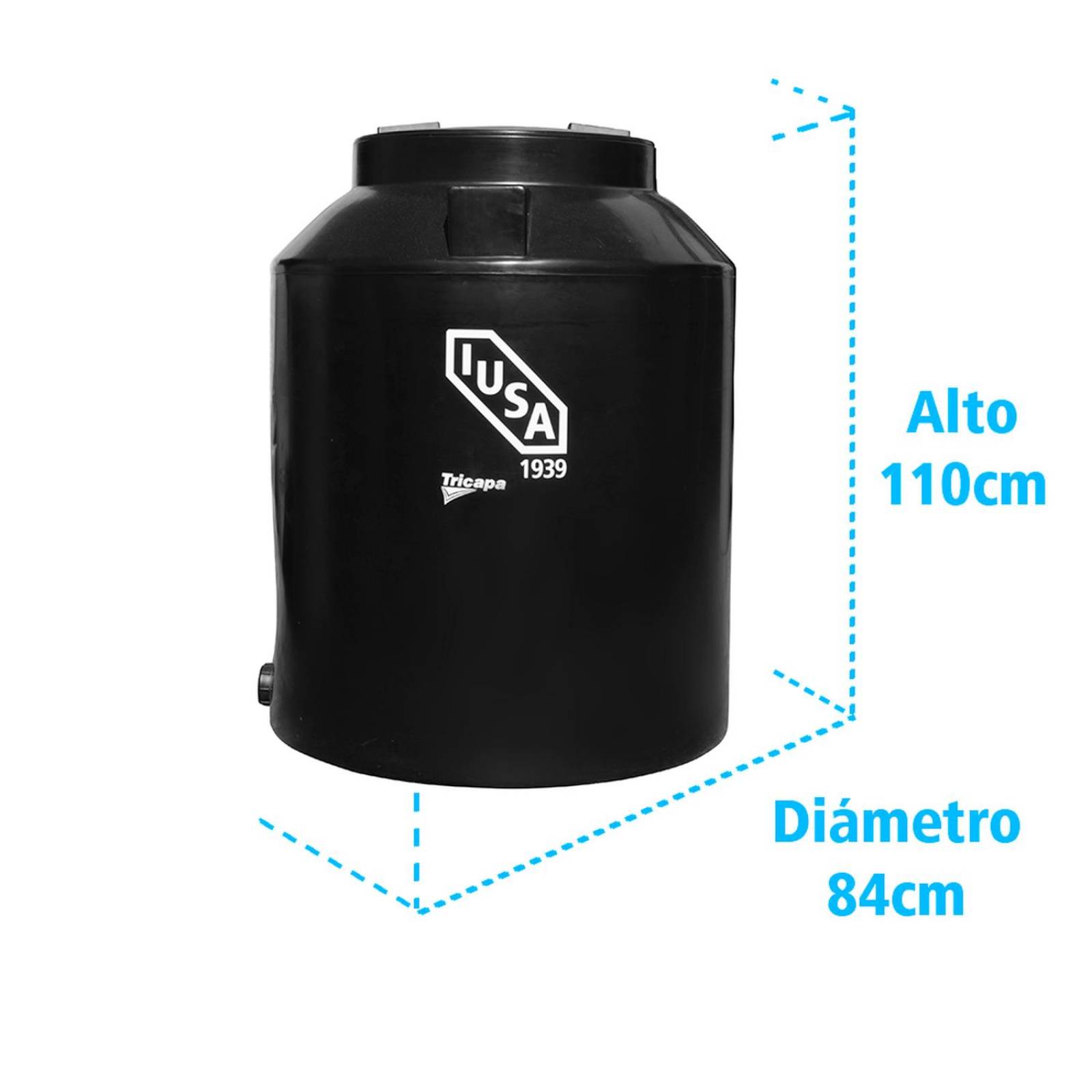 Tinaco Tricapa IUSA, 450 L., Negro + Accesorios Baja Presión 