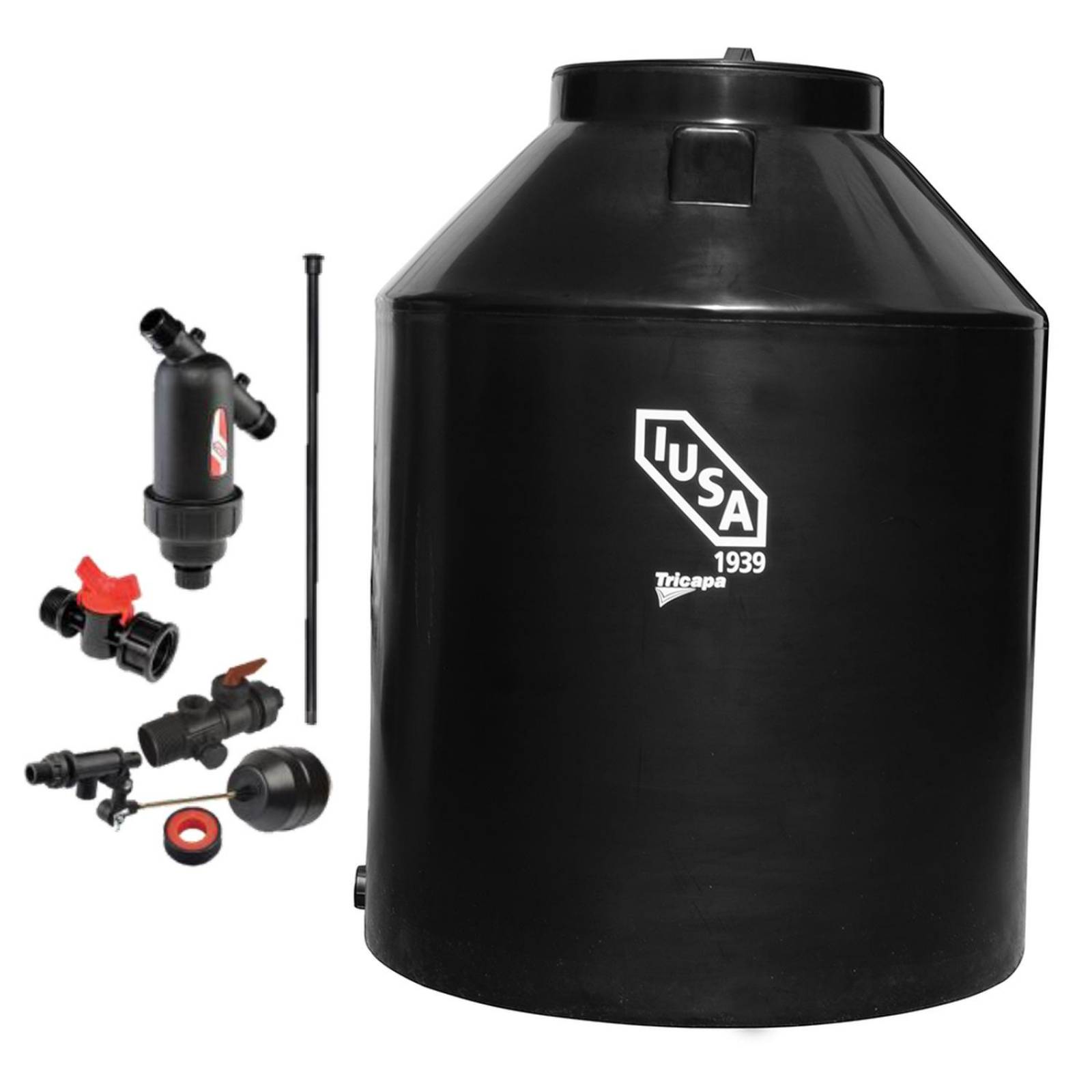 Tinaco Tricapa IUSA, 1100 L., Negro con Accesorios 