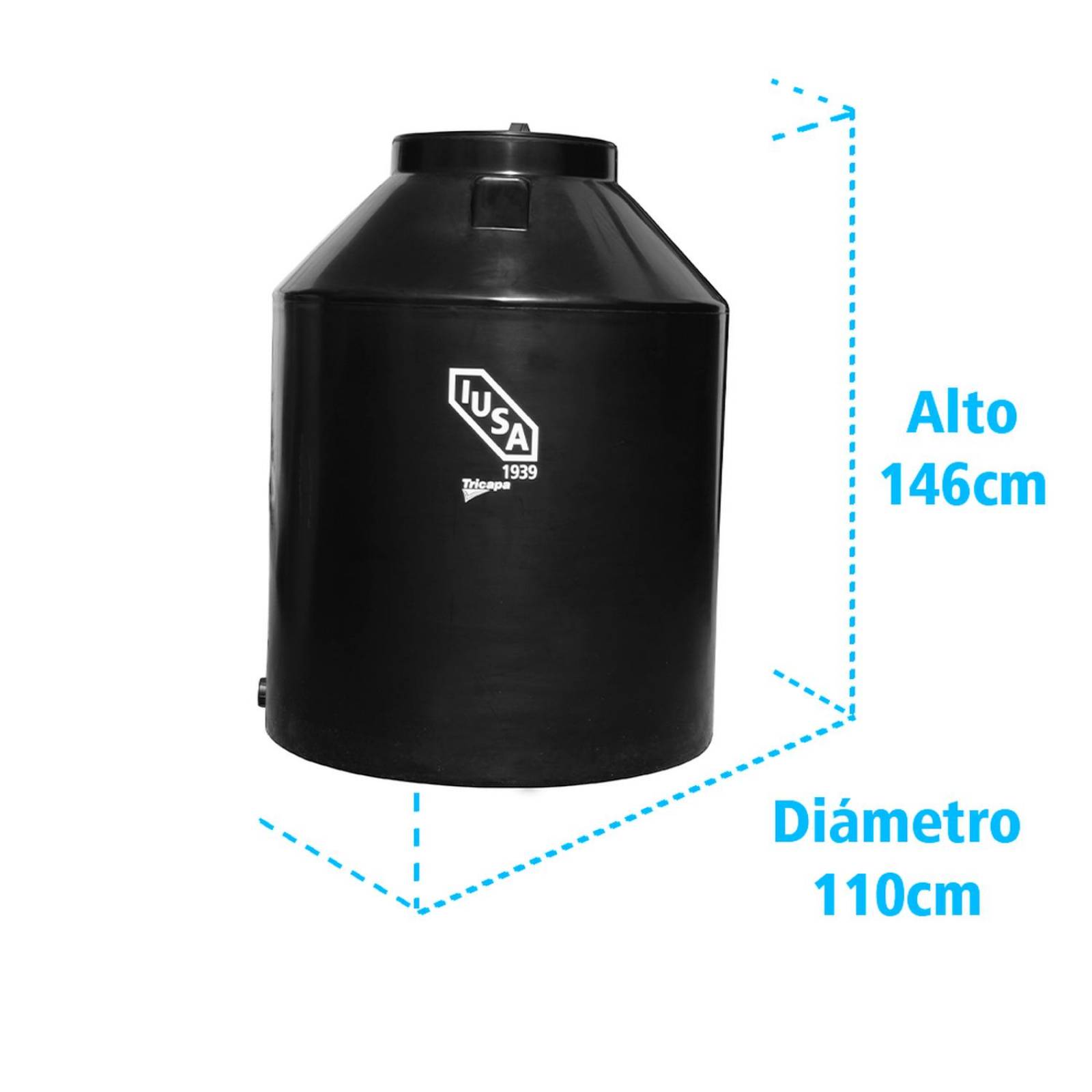 Tinaco Tricapa IUSA, 1100 L, Negro + Accesorios Alta Presión 