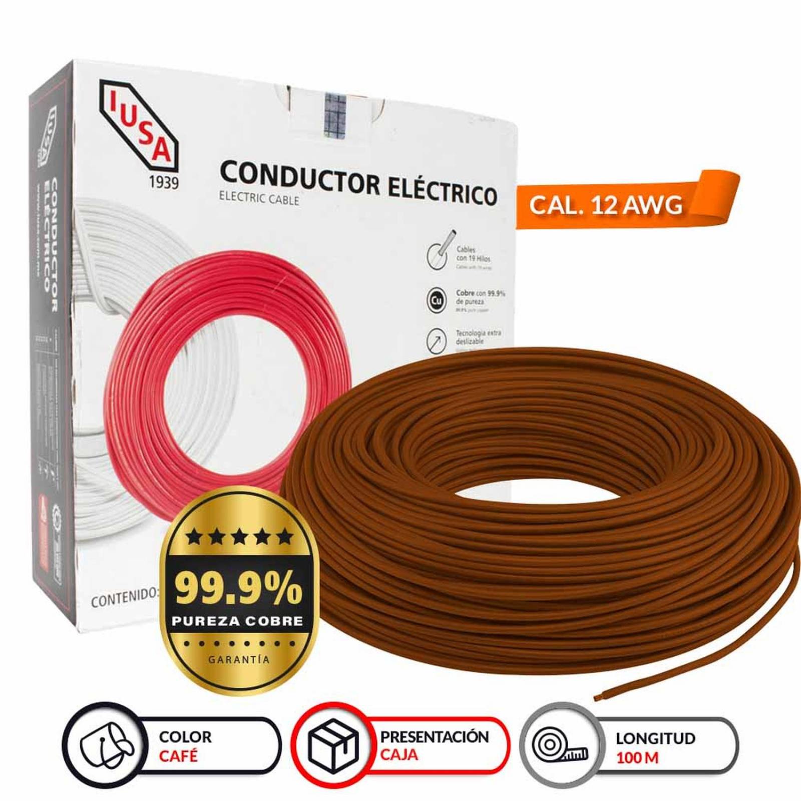 Cordón flexible tipo POT (SPT) 12 AWG color café 