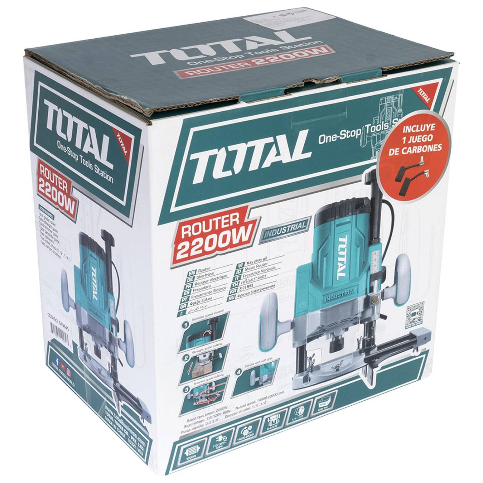 Router, Fresadora de Mano, Total, 2,200 W 