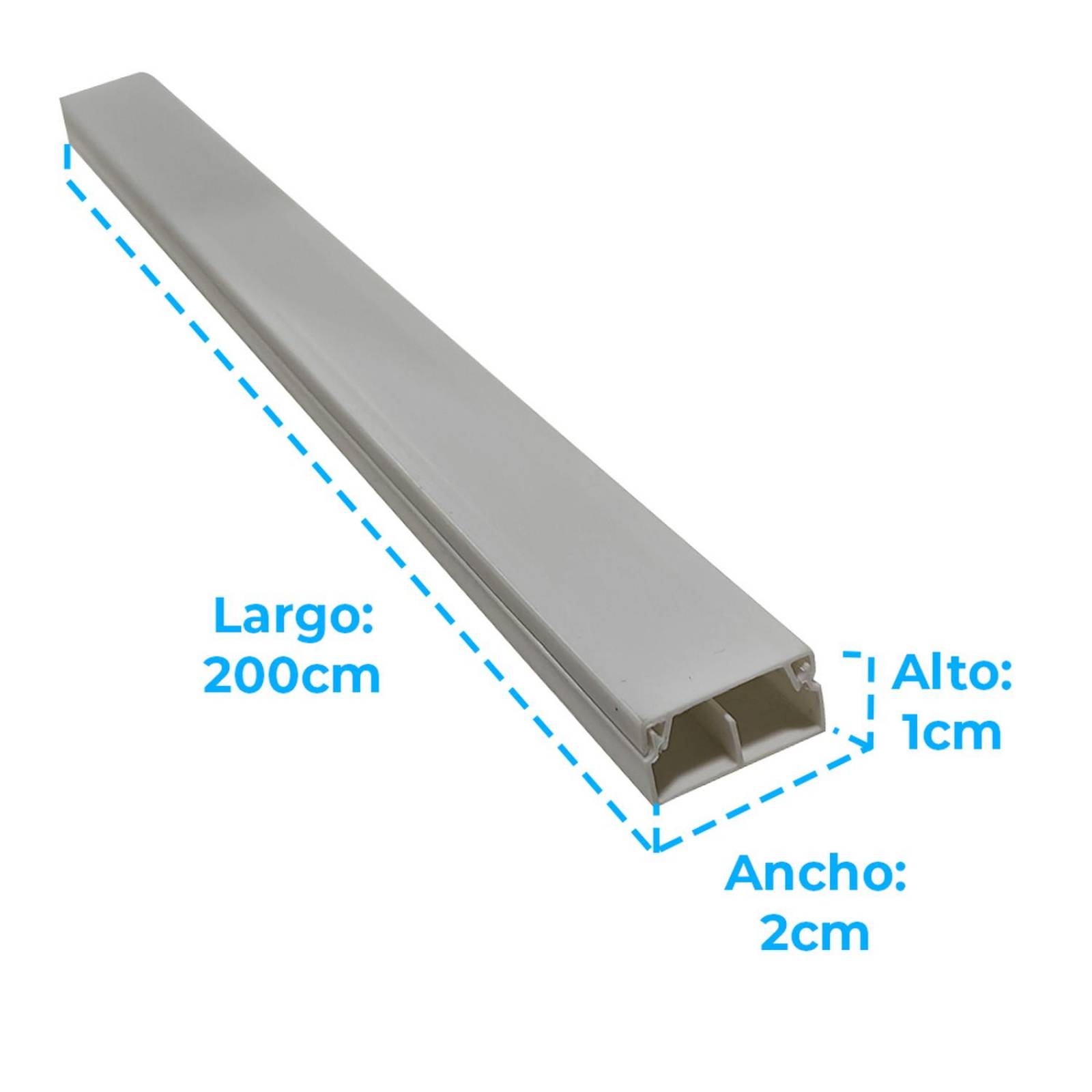 Canaleta Plástica, IUSA, PVC, 2m, 10x20mm S/D, S/A, 10pzas 