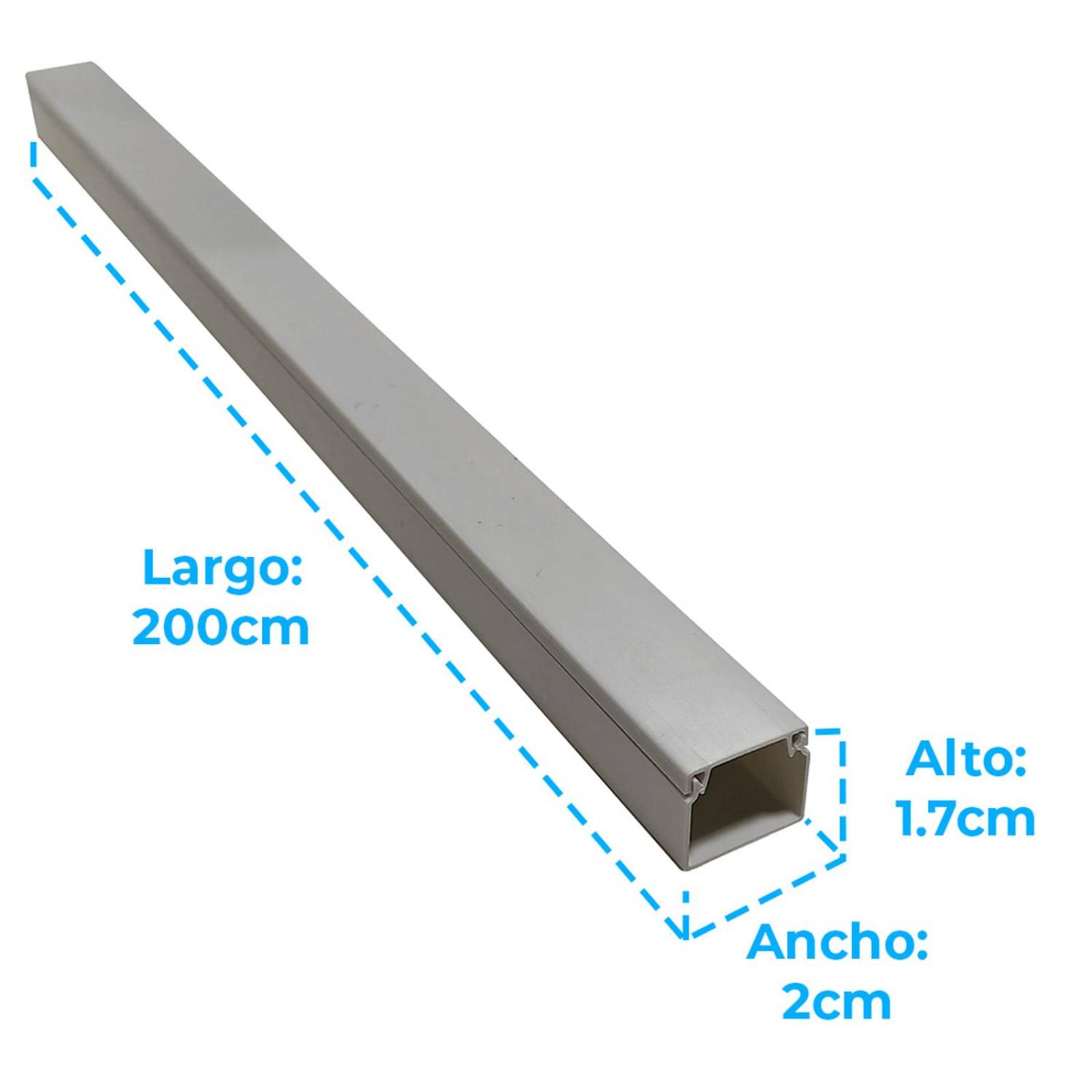 Canaleta Plástica, IUSA, PVC, 2m, 17x20mm S/A, 10 pzas 