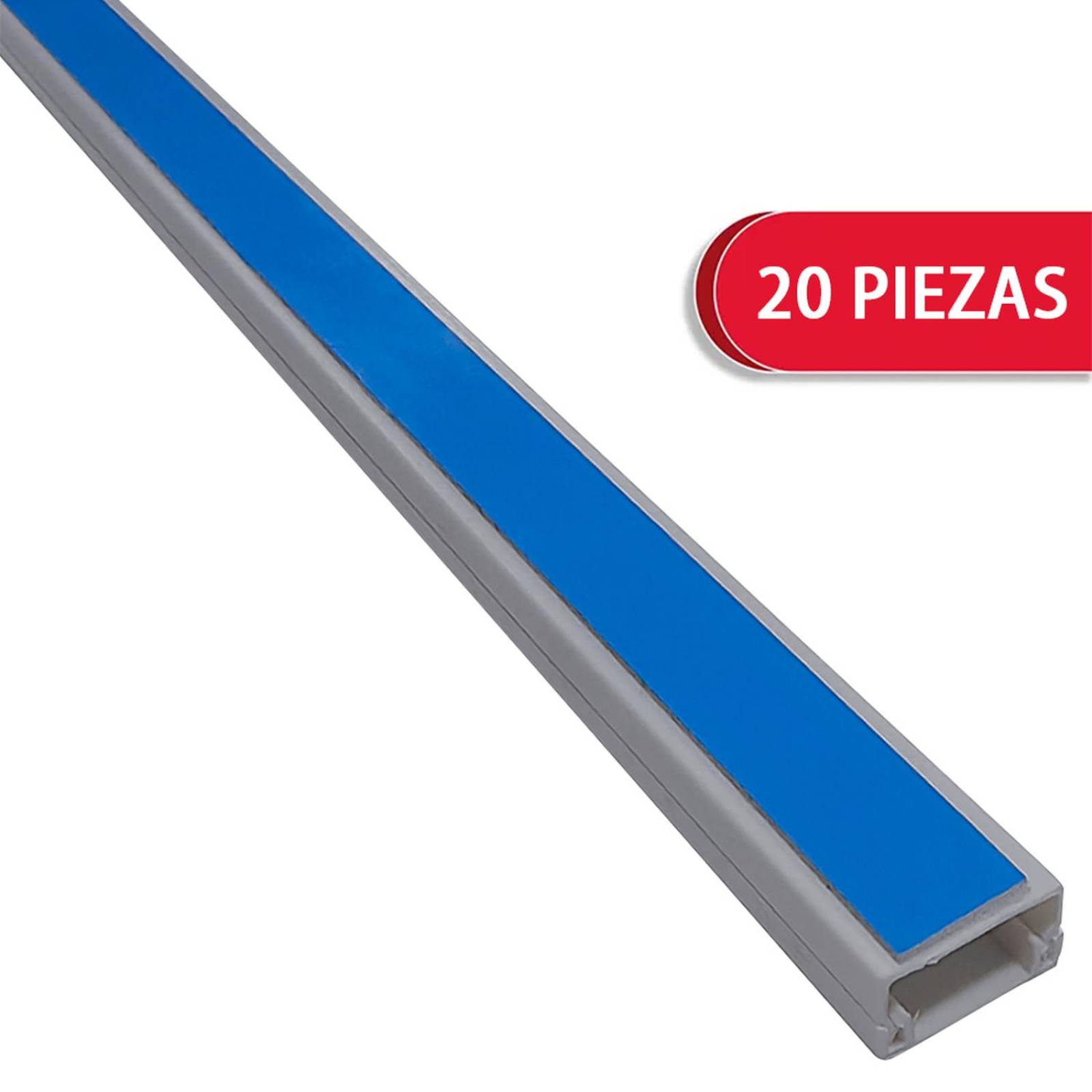 Canaleta Plástica, IUSA, PVC, 2 m, c/cinta, 10x20mm, 20pzas 