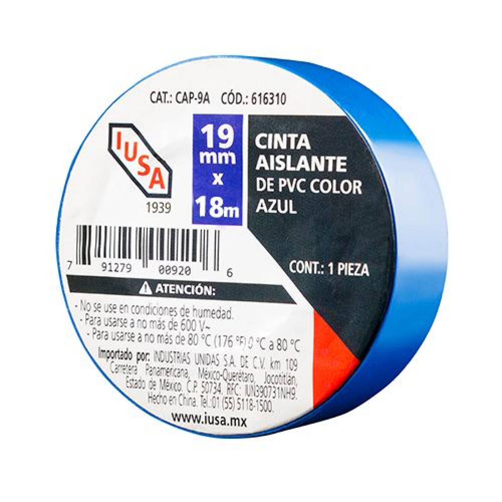 Cinta aislante 19 mm x 18 m azul 