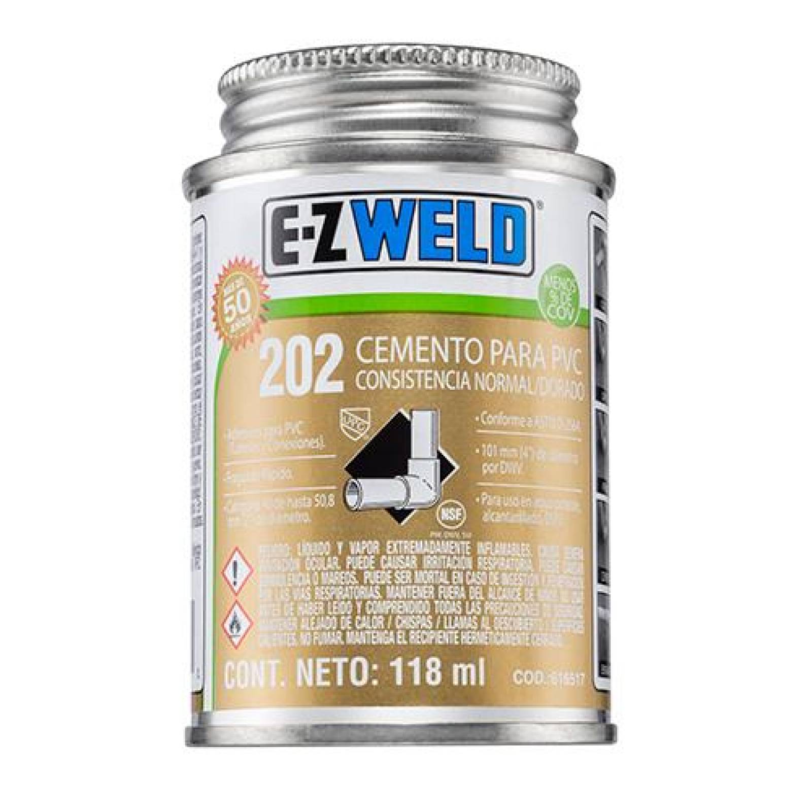 Cemento PVC C40, mod. 202 transparente, E-Z WELD 475ml 