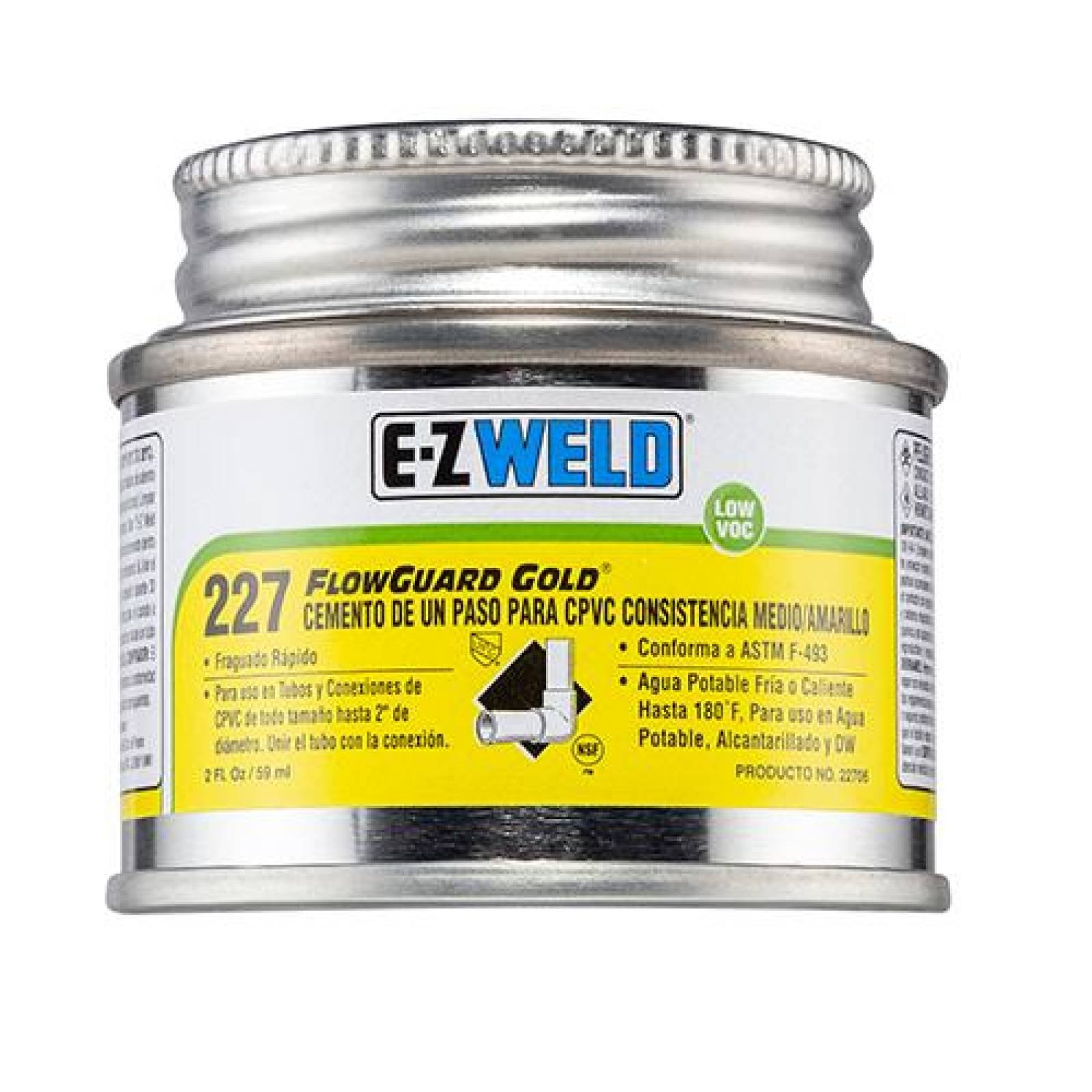 Cemento CPVC CTS, mod. 227 amarillo, E-Z WELD 475ml 