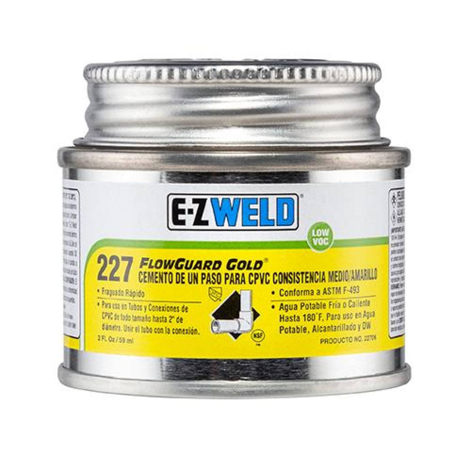 Cemento CPVC CTS, mod. 227 amarillo, E-Z WELD 120ml 