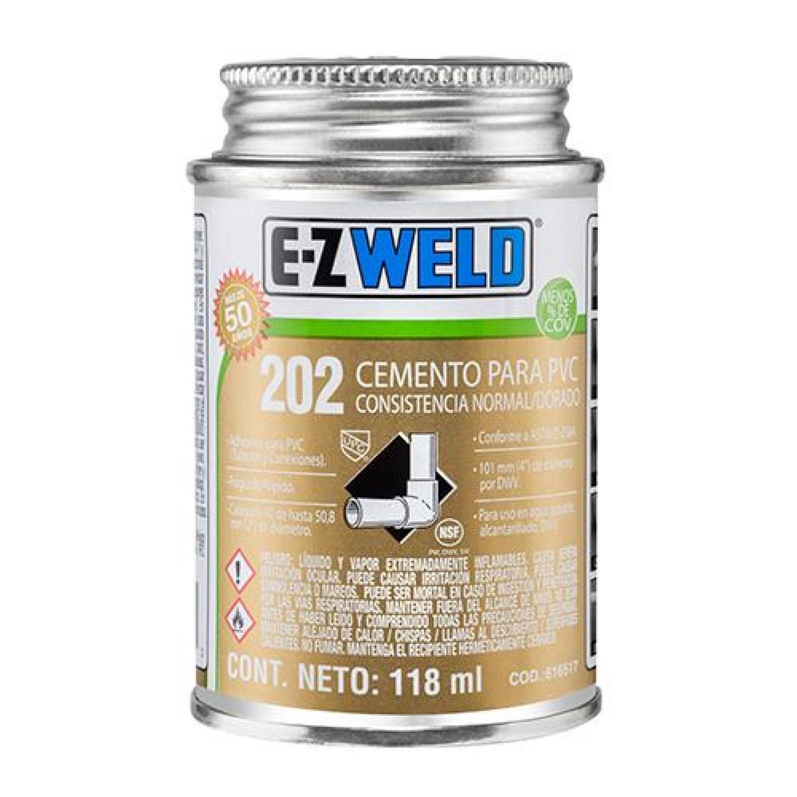 Cemento PVC C40, mod. 202 transparente, E-Z WELD 120ml 