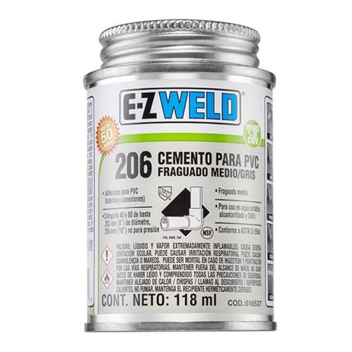 Cemento PVC C80, mod 206 gris, E-Z WELD 120ml 