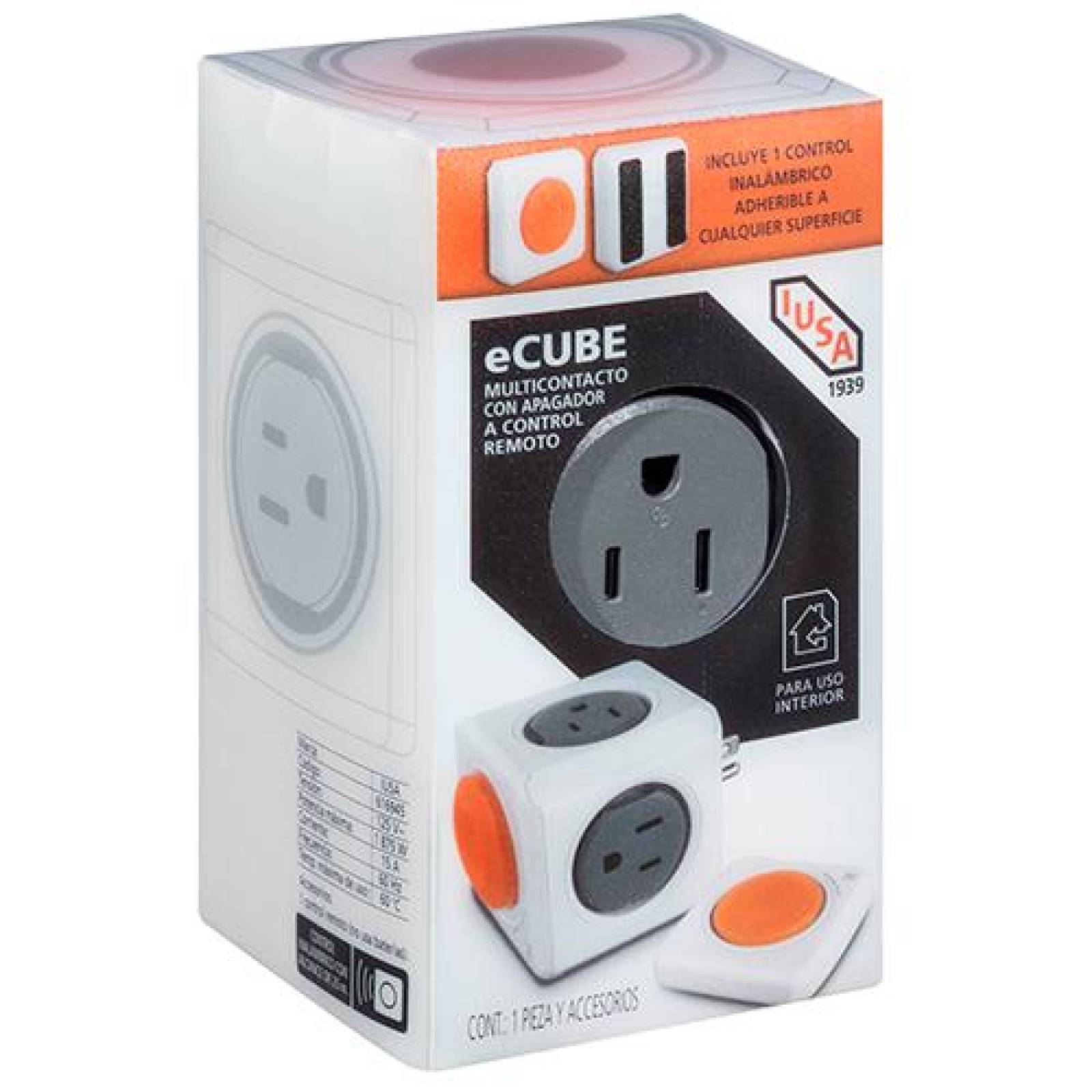 Multicontacto y Supresor de Picos eCUBE, control remoto 