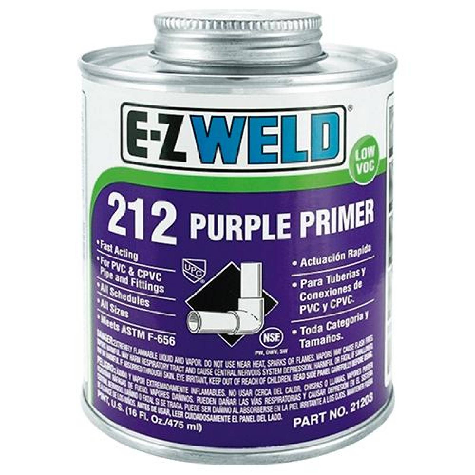 Primer limpiador PVC y CPVC mod. 212, E-Z WELD 120ml 