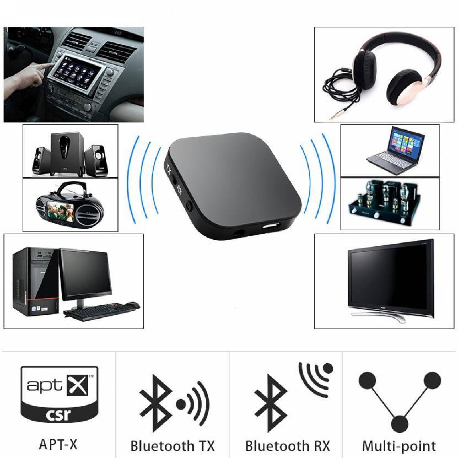Receptor y Transmisor Bluetooth 020V Compacto HiFi 