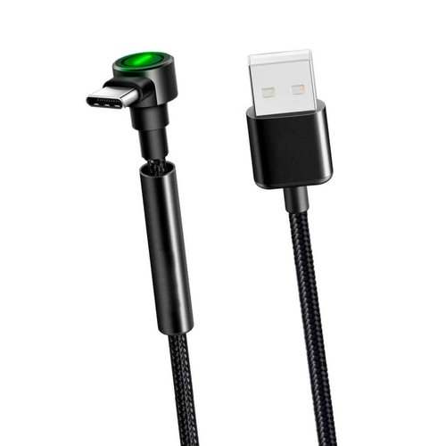 Cable USB Tipo C 668 Carga Rápida y Sincronización de Datos Mini-Soporte, Luz Indicadora LED Verde,  Negro