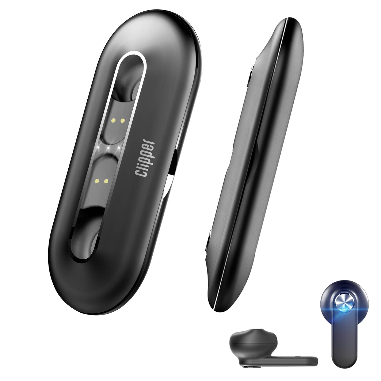 Audífonos Inalámbricos Binden Clipper Tws Delgados Metálicos Negro