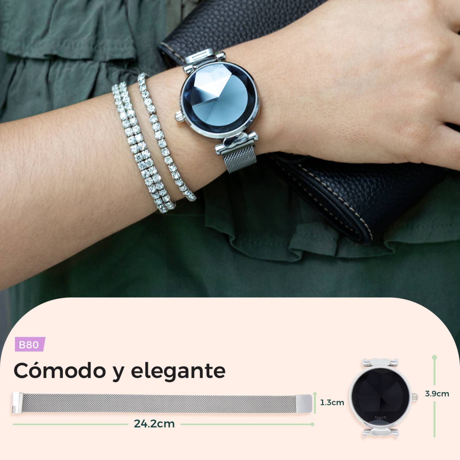 Smartwatch para Dama BINDEN B80 Elegante e Inteligente Púrpura