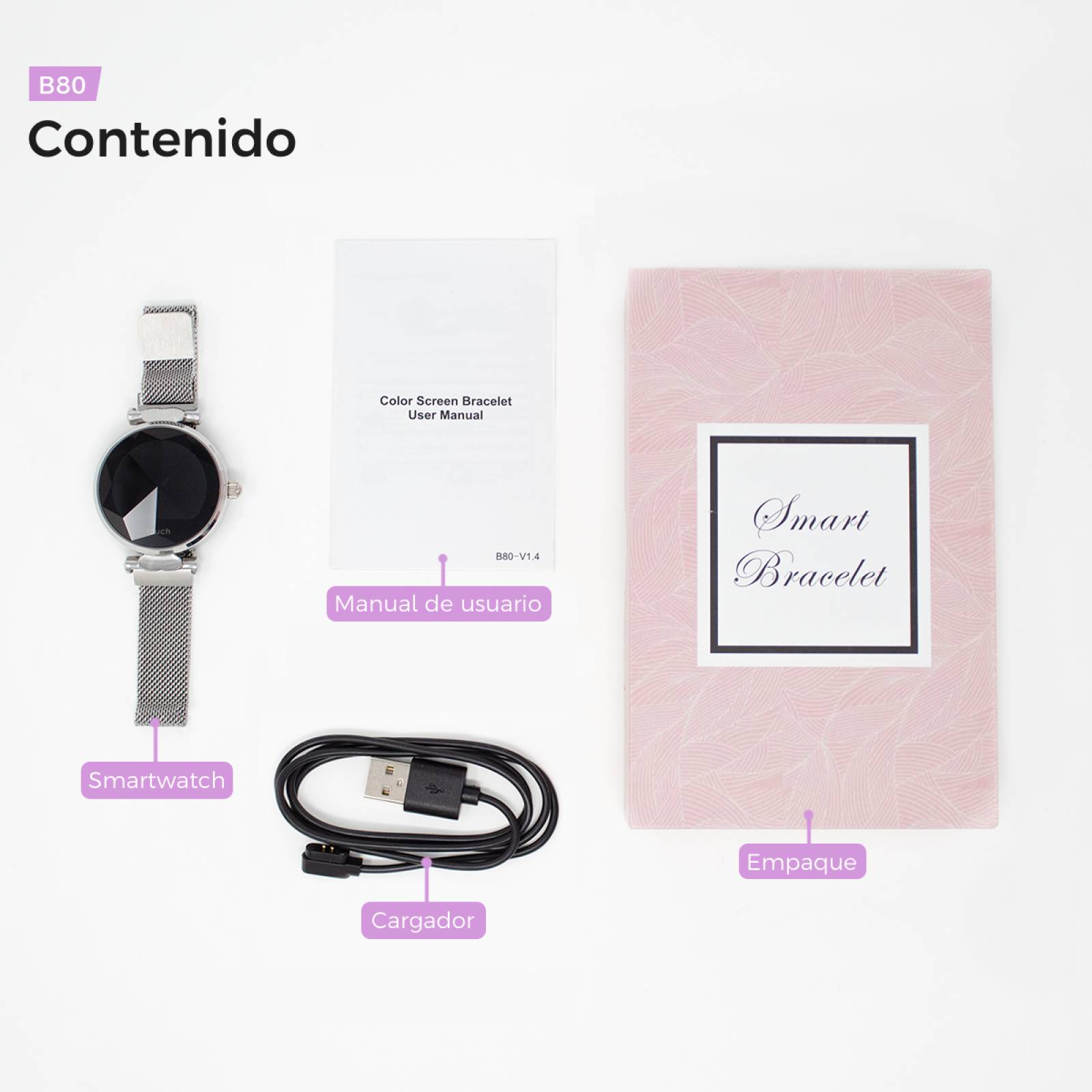 Smartwatch para Dama BINDEN B80 Elegante e Inteligente Púrpura