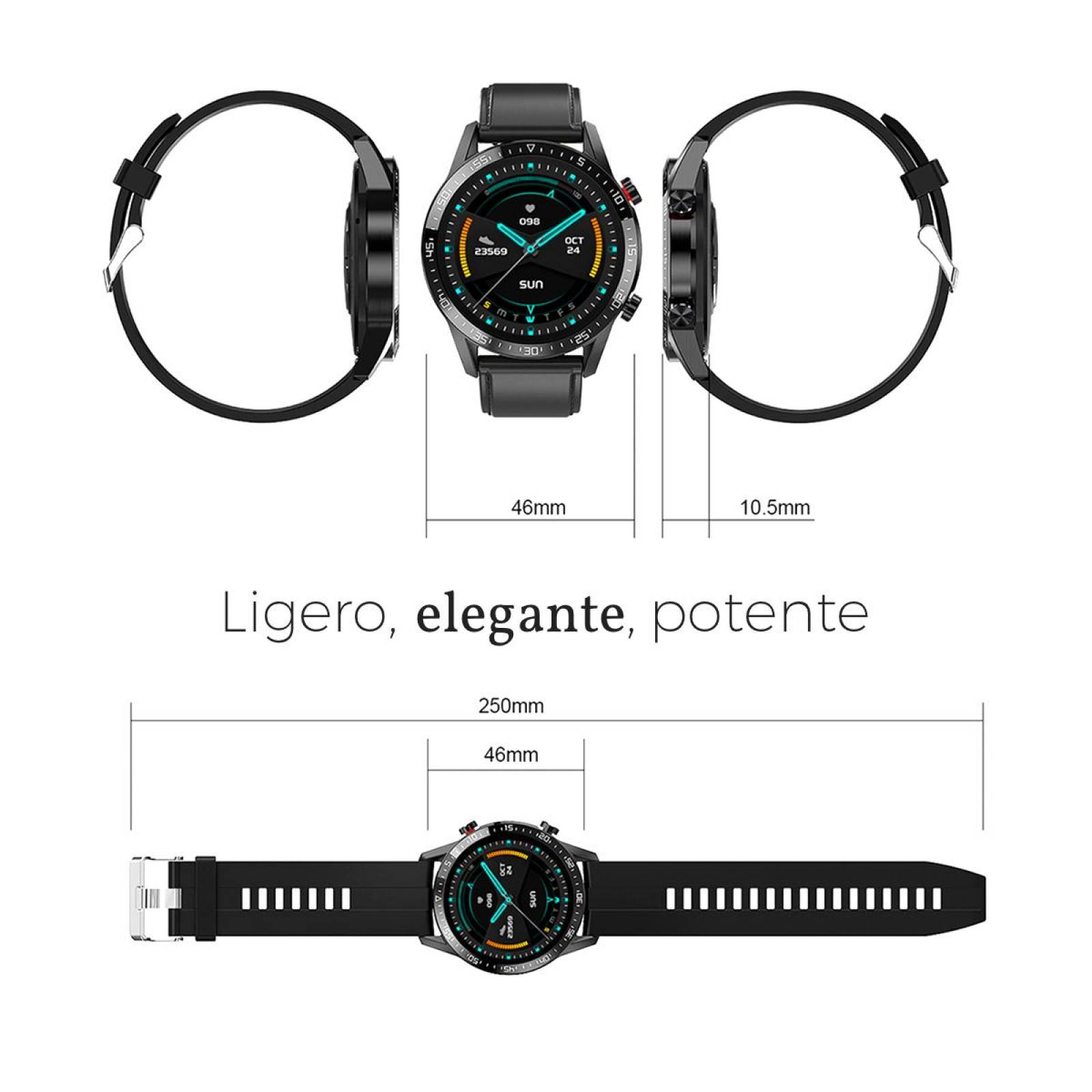 Reloj Inteligente L13 para Hombre Pantalla Redonda Táctil HD Compatible Android/iOS IP68 Café