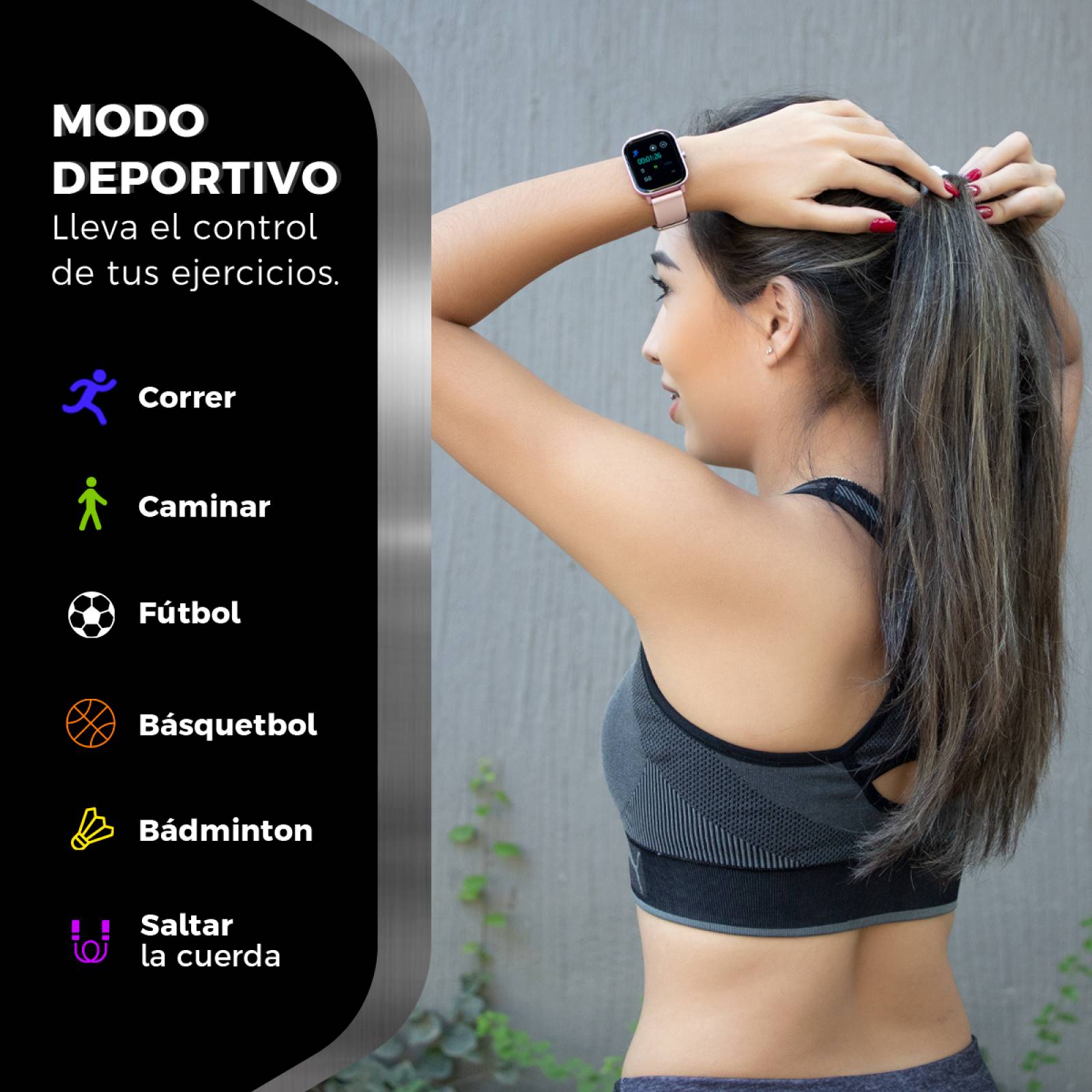 Smartwatch BINDEN P8 Salud y Deportes iOS/Android, Gris Gris completo