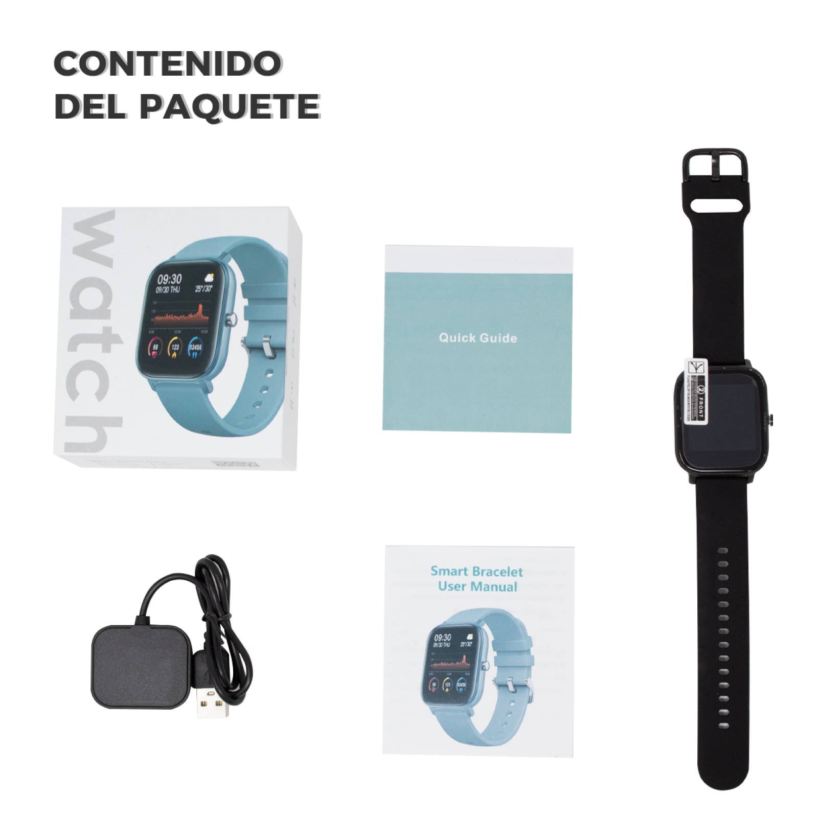 Smartwatch BINDEN P8 Salud y Deportes iOS/Android, Gris Azul completo