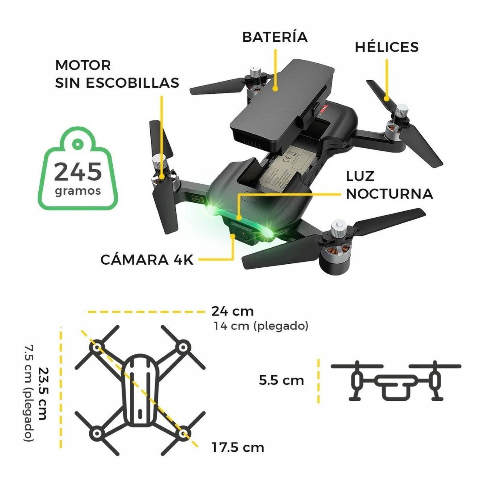 Drone Binden B7 Semi Profesional Plegable Cámara 4k, 15 Min