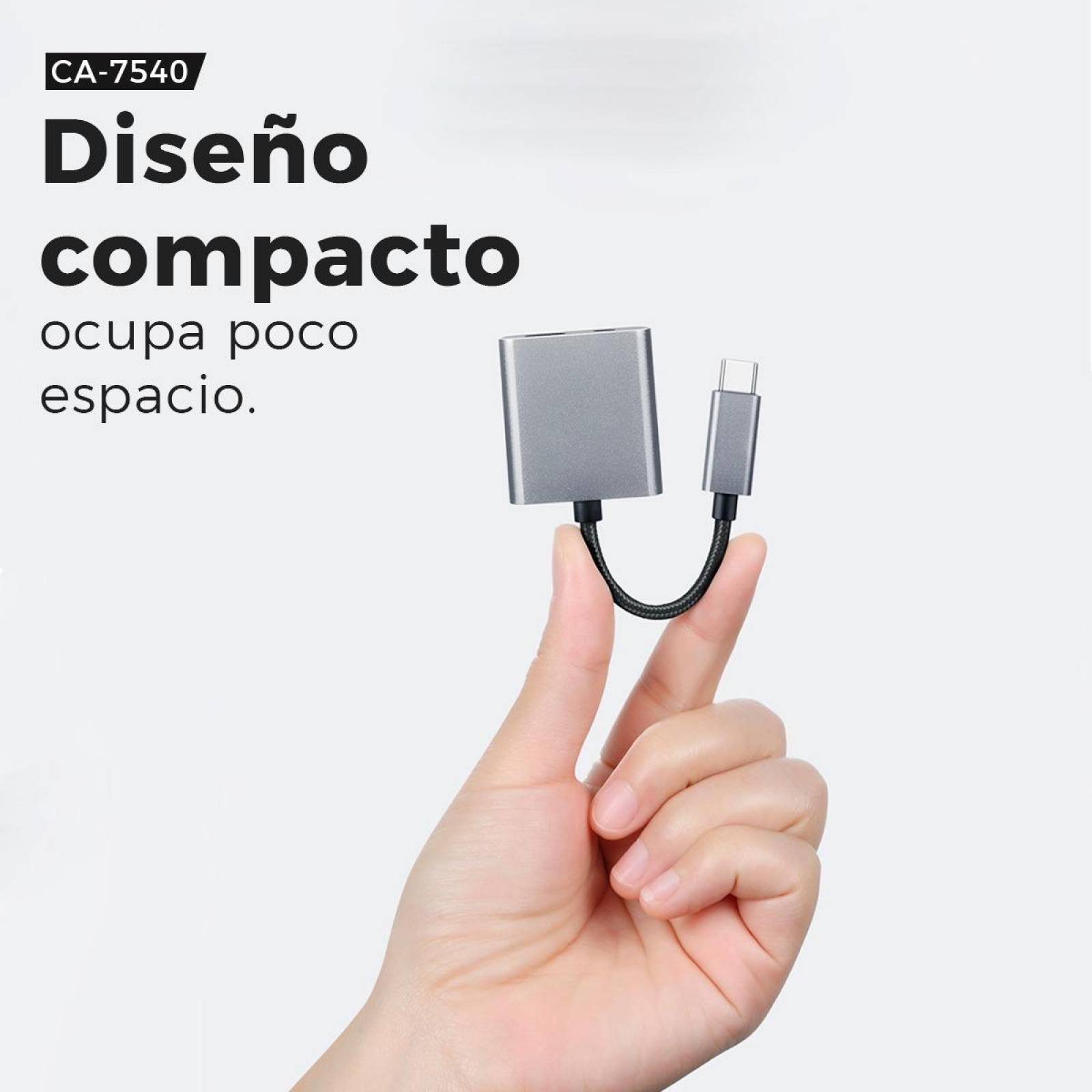 Adaptador Dual Binden 7540 Tipo C Música Y Carga 60w