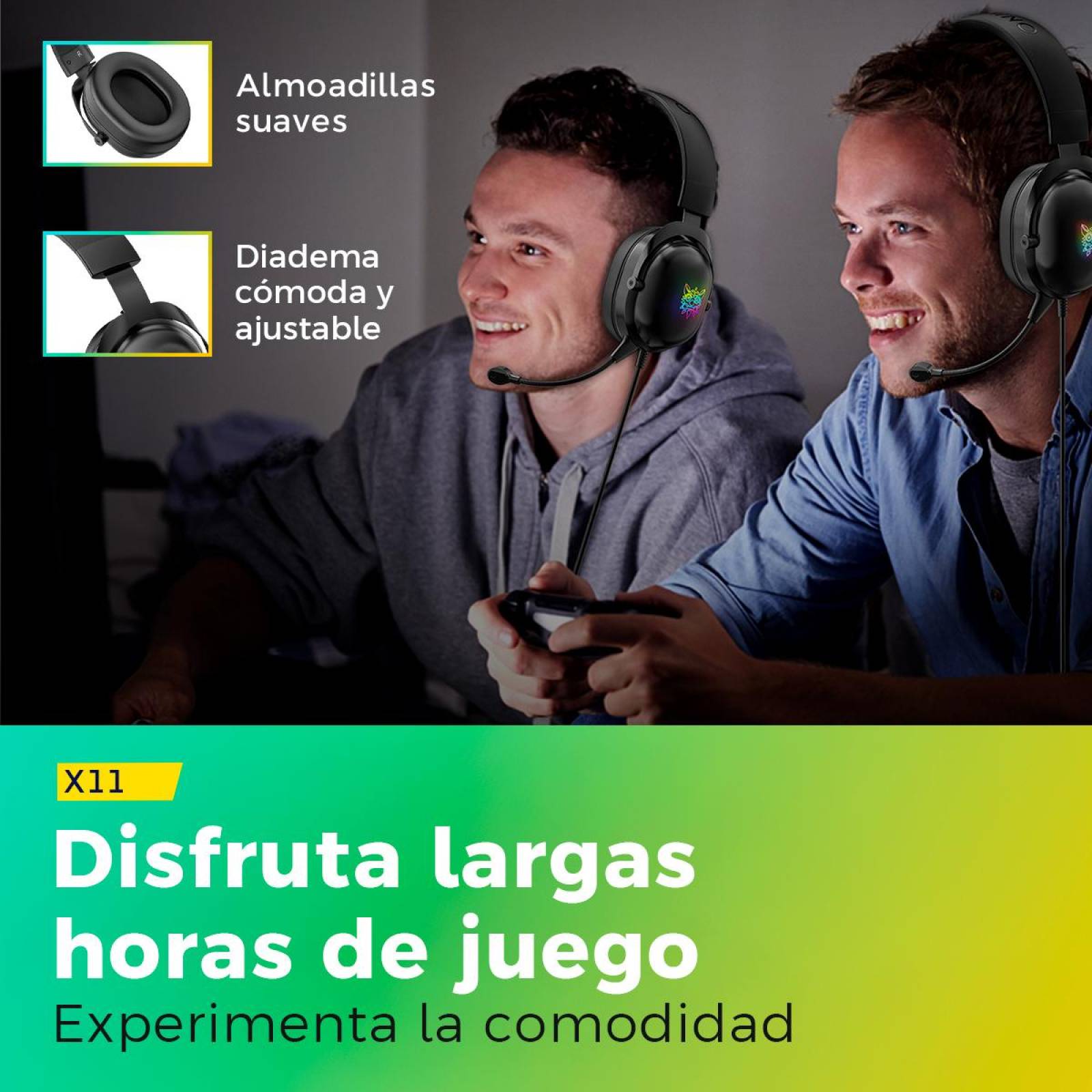 Audífonos Gamer BINDEN X11 Sonido Estéreo Reducción d/Ruido 