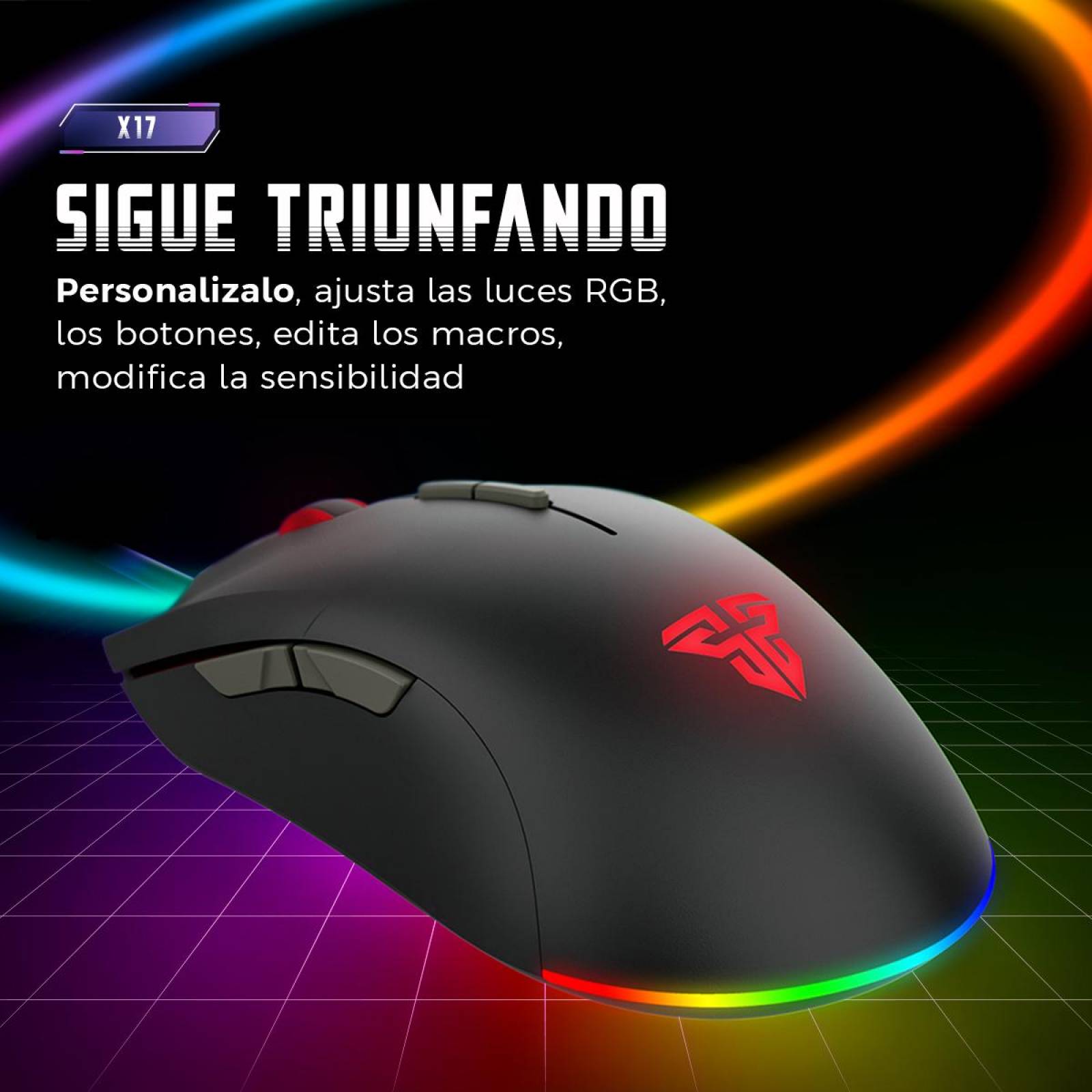 Mouse Gamer BINDEN X17 Luces RGB PixArt 10000 DPI 7 Botones