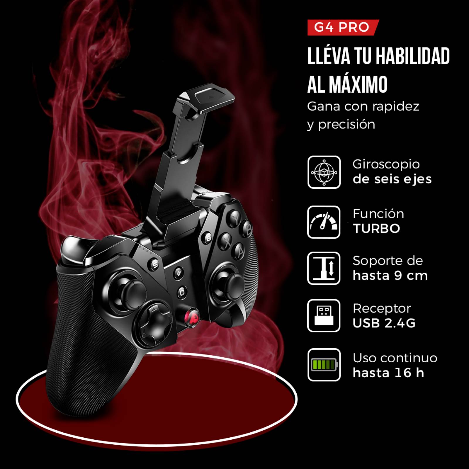 Control Gamer BINDEN G4 PRO Giroscopio Botón Turbo 