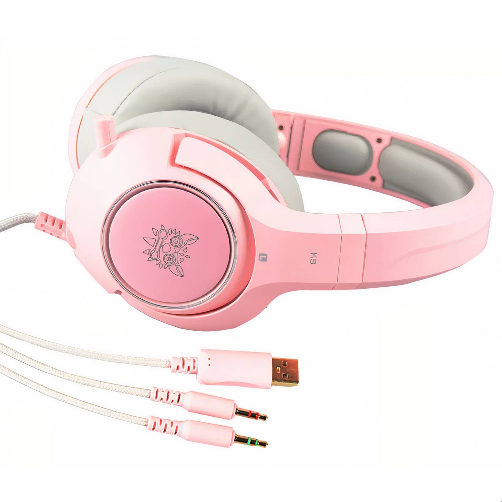 Audifonos gamer rosados online con orejas de gato