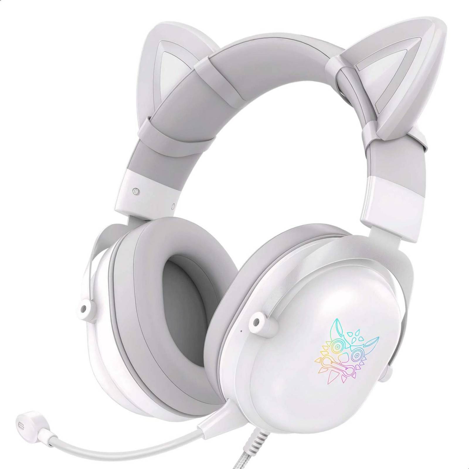 Audífonos Gamer BINDEN X11 con Orejas de Gato y Micrófono Blanco