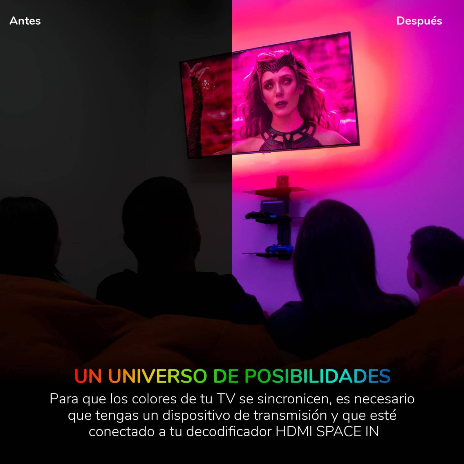 Tira Led Inteligente BINDEN SPACE IN para TV Hasta 90" 