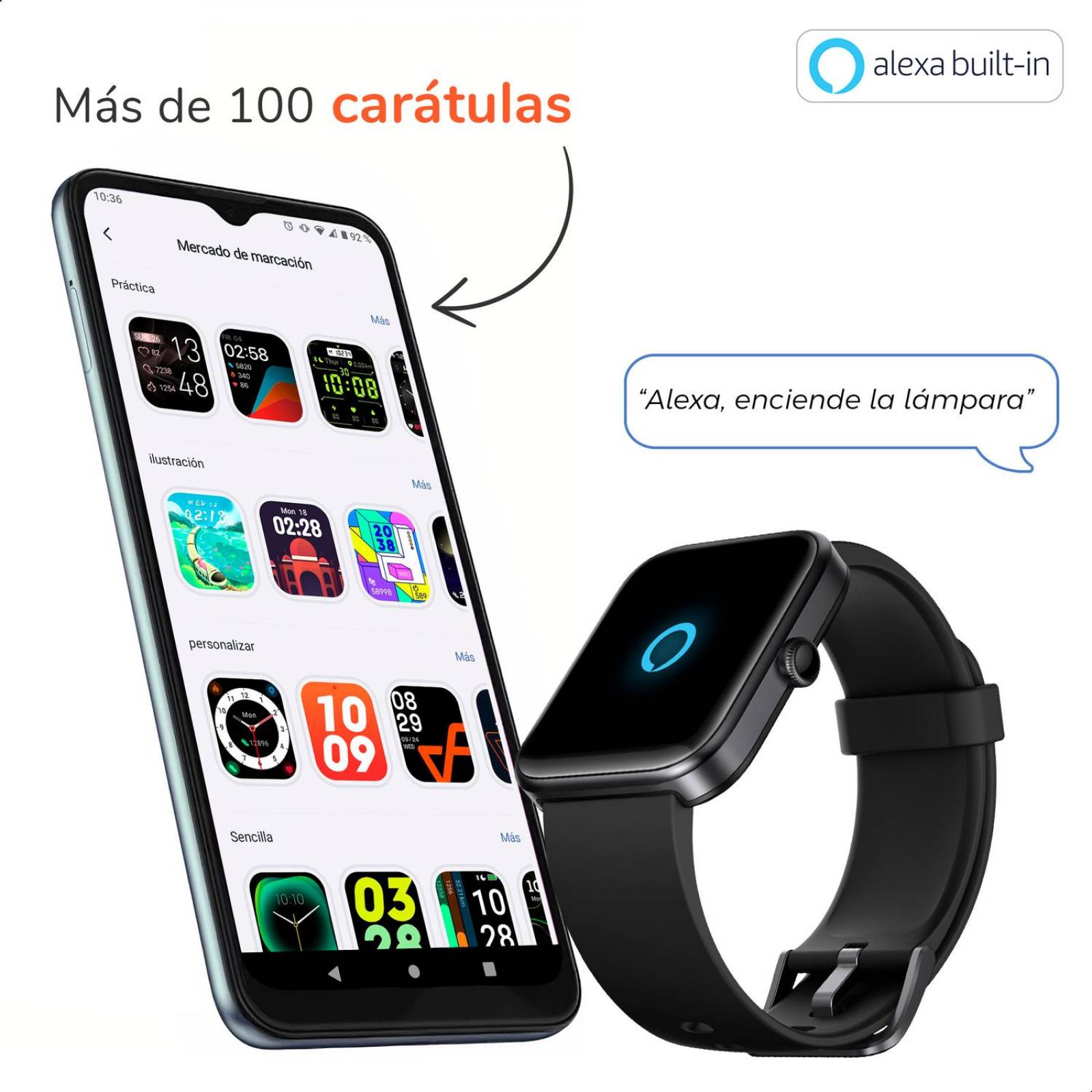 Smartwatch BINDEN ERA Hit Alexa Integrado Salud Deportes Verde y Cobre