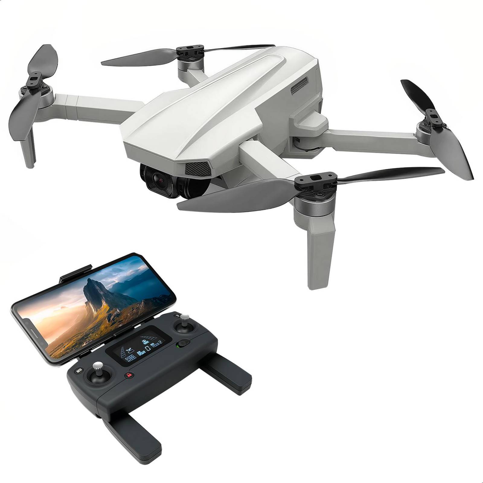 Drone Con Par Cámara 4k Quadcopter + 2batería Negro Control Remoto