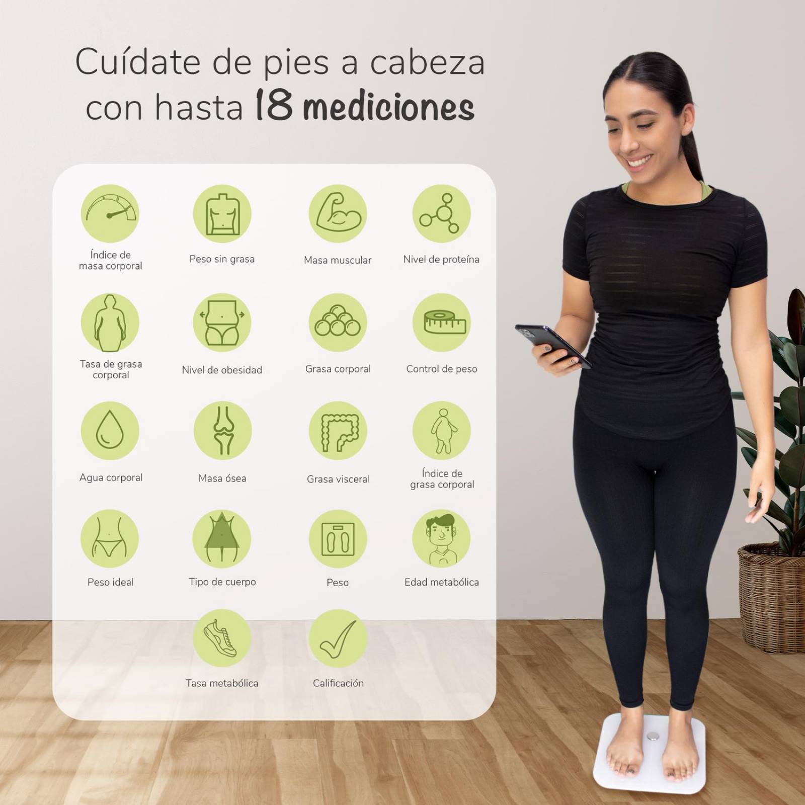 Báscula Inteligente BINDEN ERA Self 18 Mediciones App BINDEN Negro