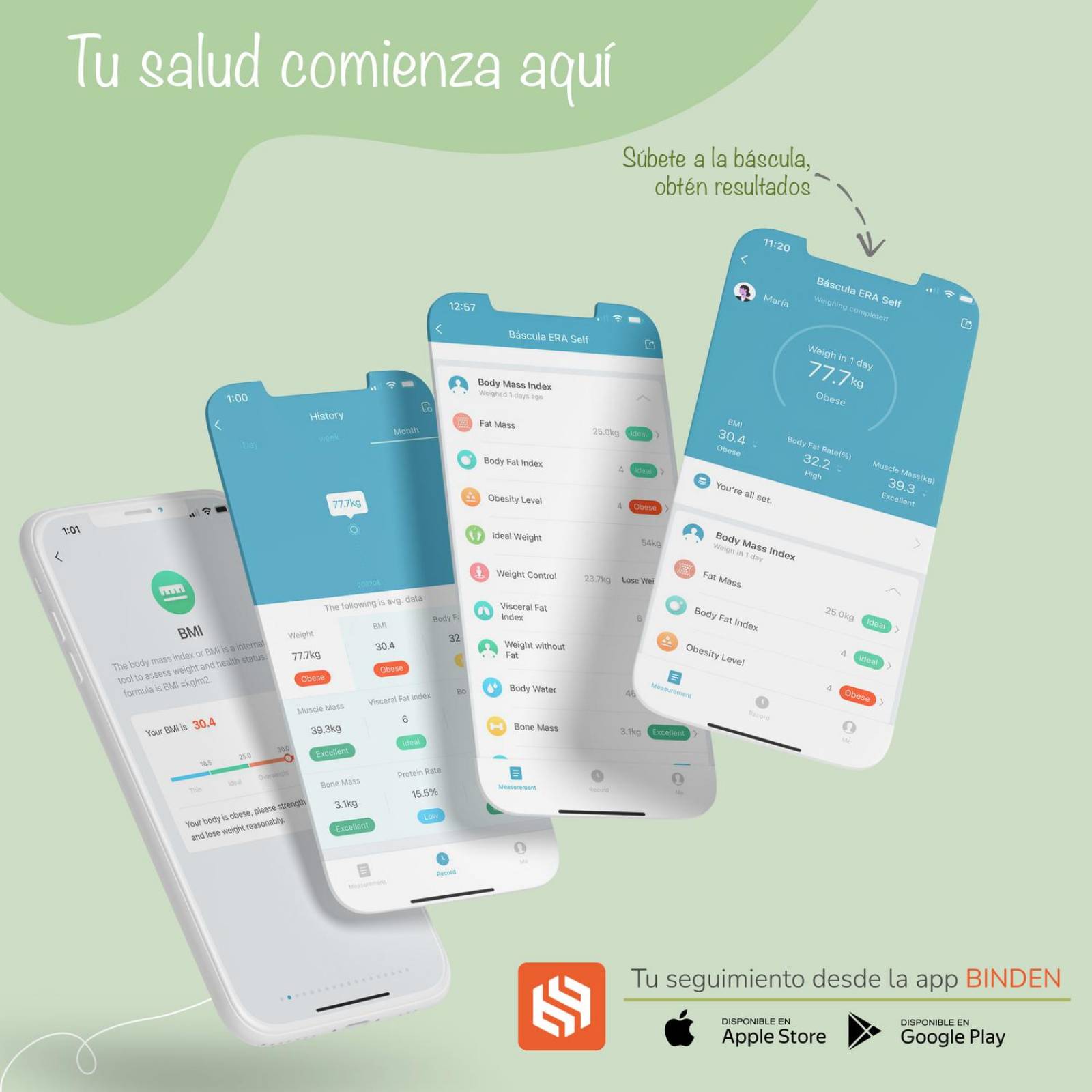 Báscula Inteligente BINDEN ERA Self 18 Mediciones App BINDEN Negro