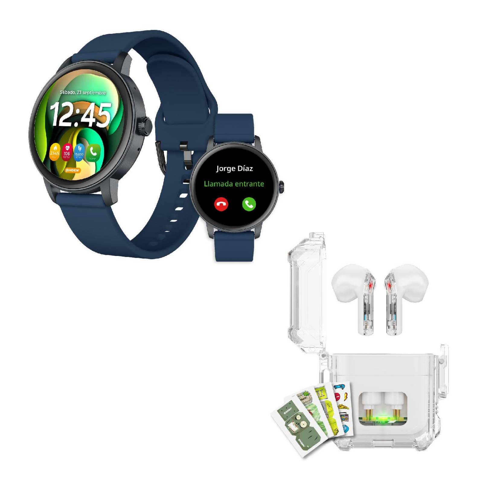 Smartwatch BINDEN ERA One Lite Azul + Audifonos DARK Booster 