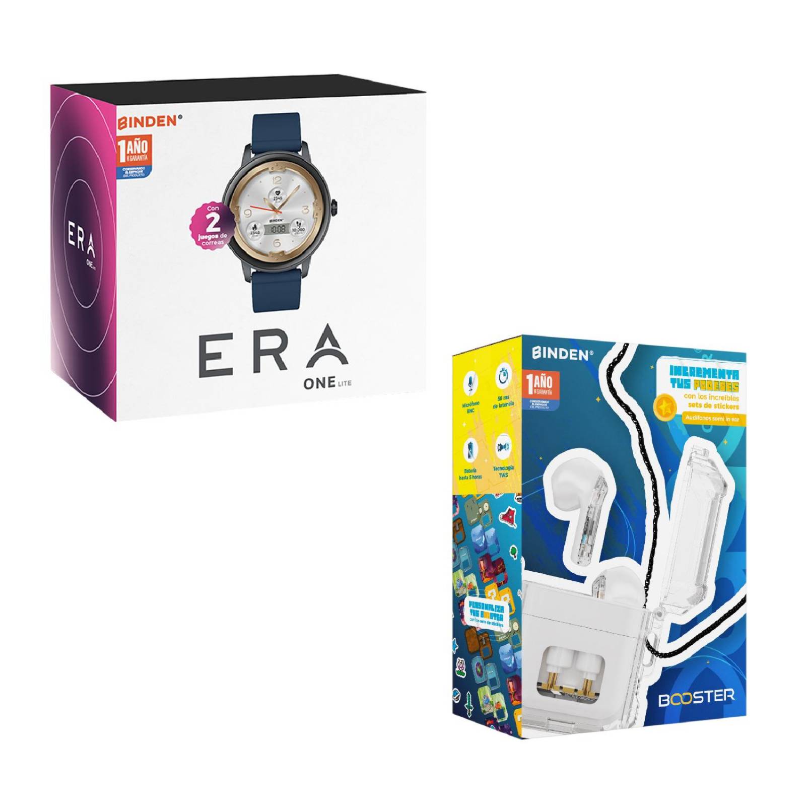 Smartwatch BINDEN ERA One Lite Azul + Audifonos DARK Booster 