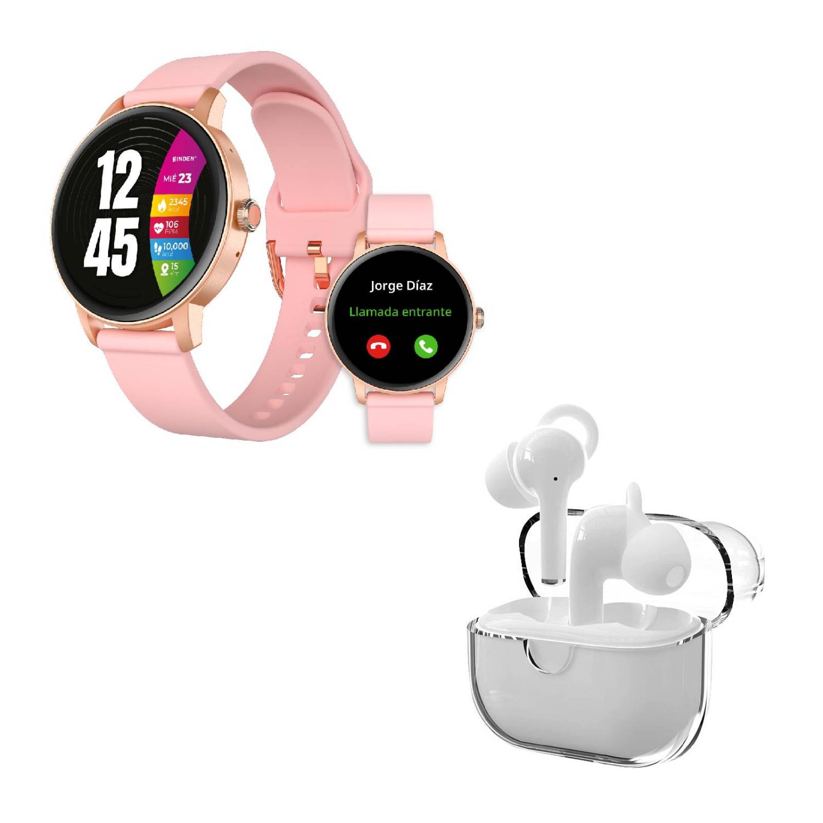 Smartwatch BINDEN ERA One Lite Rosa + Audifonos One Pods 