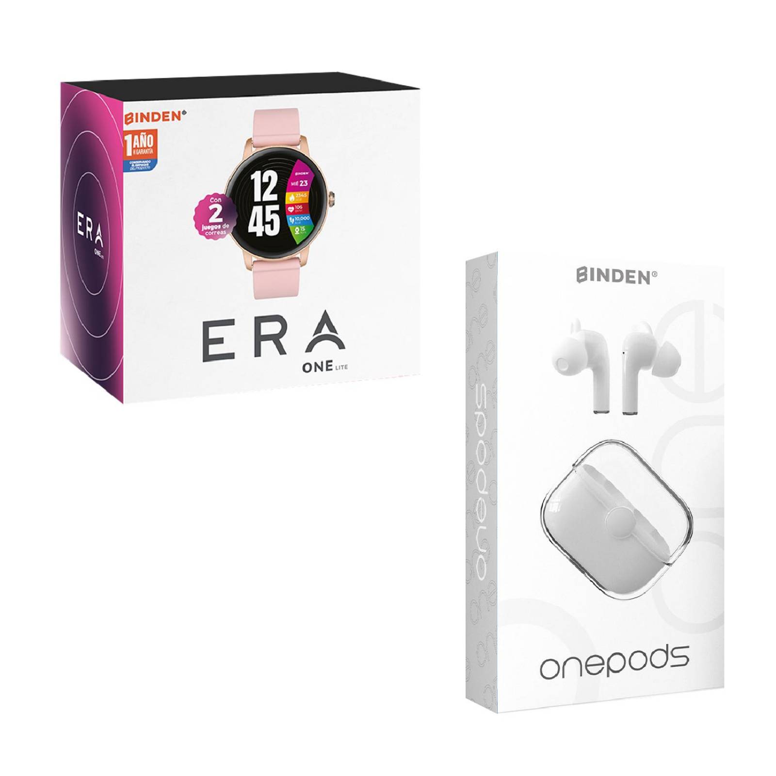 Smartwatch BINDEN ERA One Lite Rosa + Audifonos One Pods 