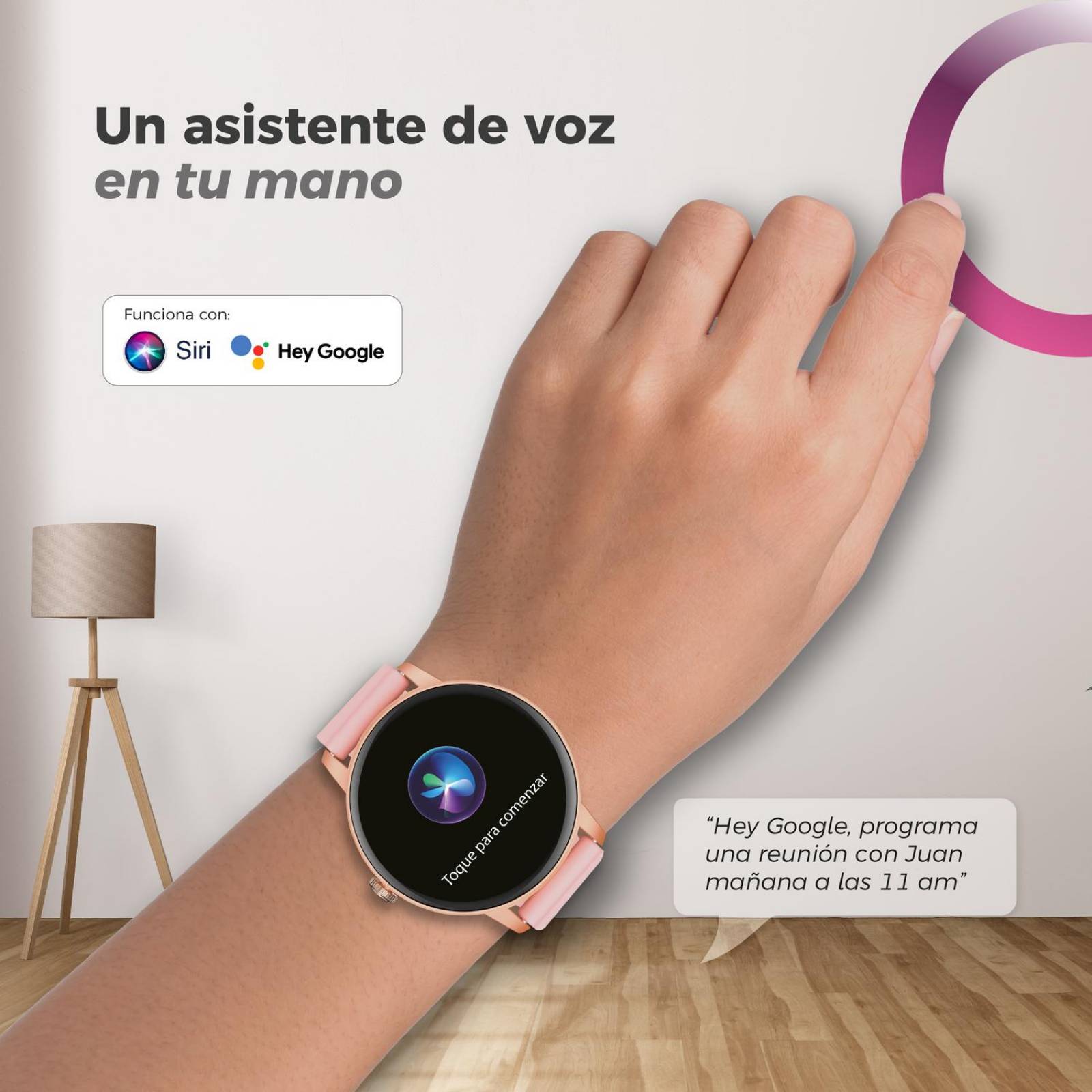 Smartwatch BINDEN ERA One Lite Rosa + Audifonos DARK Booster 