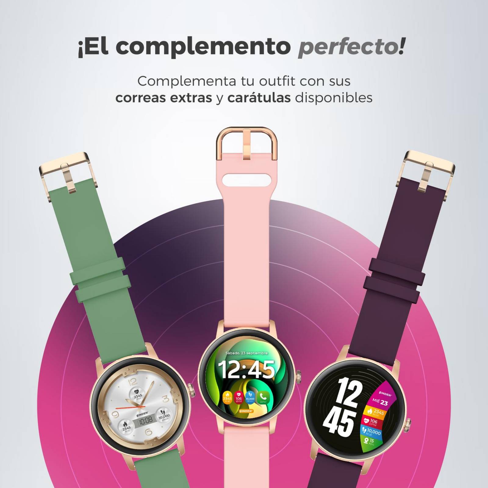 Smartwatch BINDEN ERA One Lite Rosa + Audifonos DARK Booster 