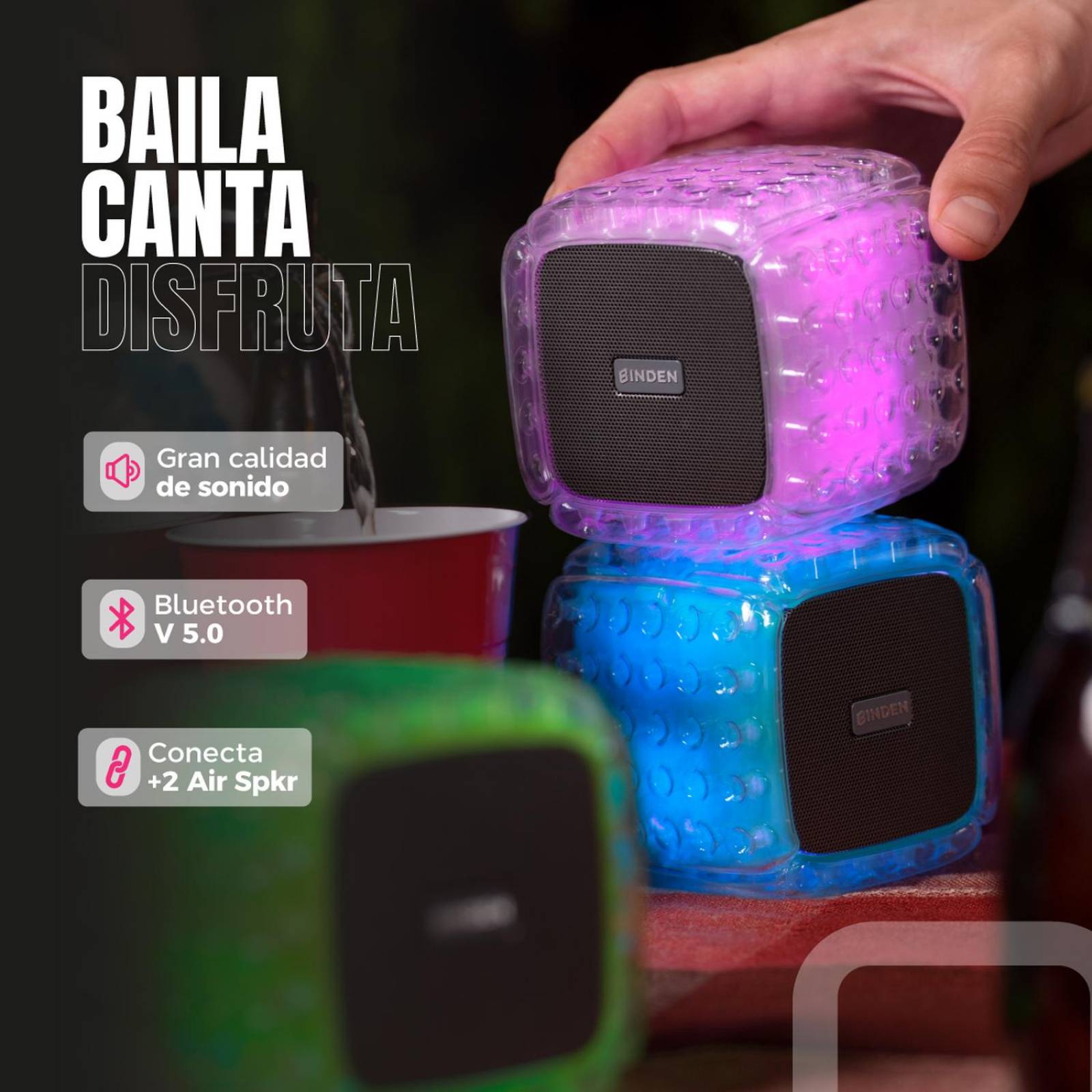 Kit Binden Bocina Anti-golpes Air Spkr + Audifonos Dark Candy. 