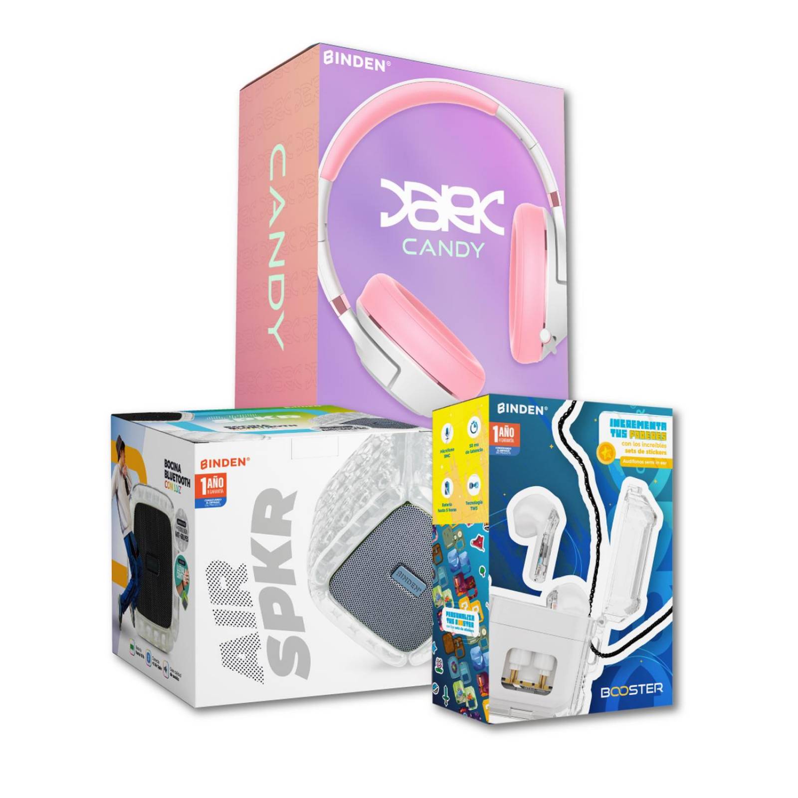 Kit Audífonos Dark Candy + Dark Booster + Bocina Air Spkr 