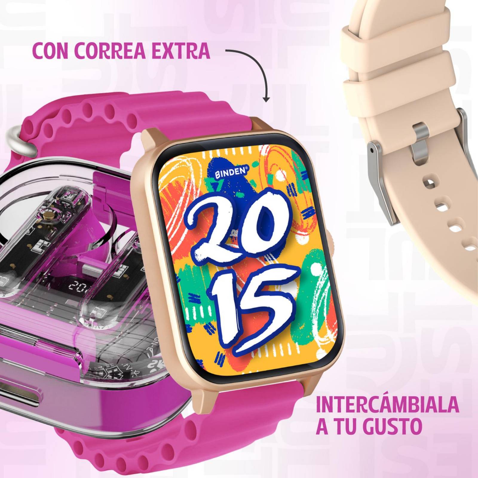 Smartwatch Binden Kulest Kit Reloj Inteligente + Audífonos Azul