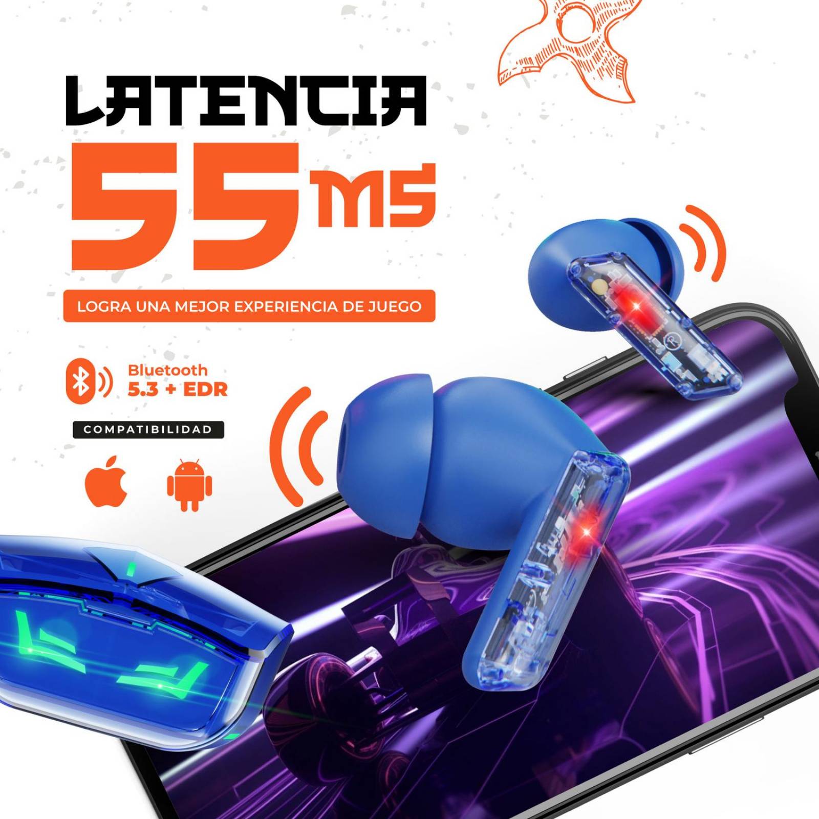 Audífonos Gamer Binden Dark Ninja con Reducción de Ruido. Azul