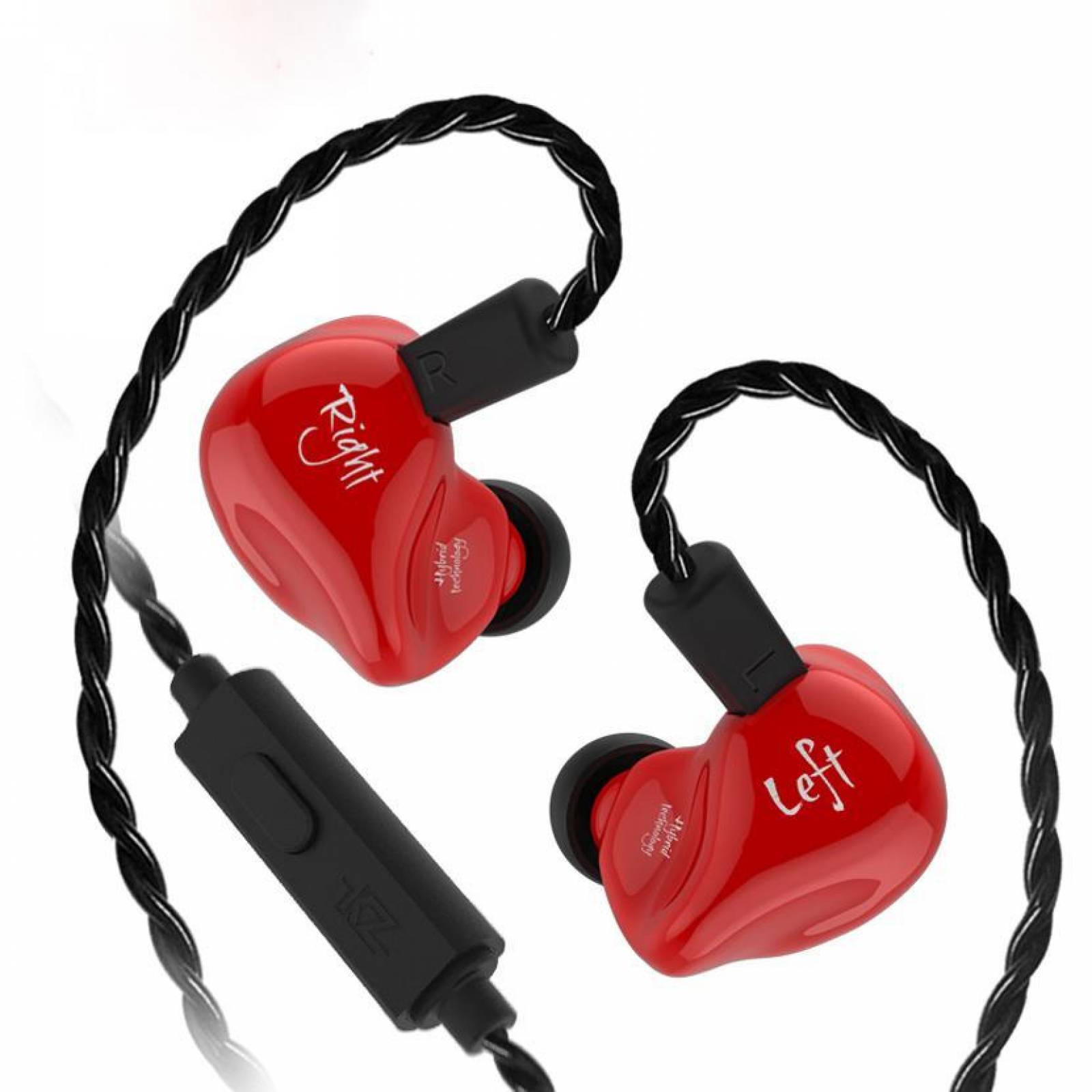 Audífonos KZ ZS4 con Micrófono HiFi Híbridos Jack 35mm para Gaming PC Xbox One PS4 Rojo