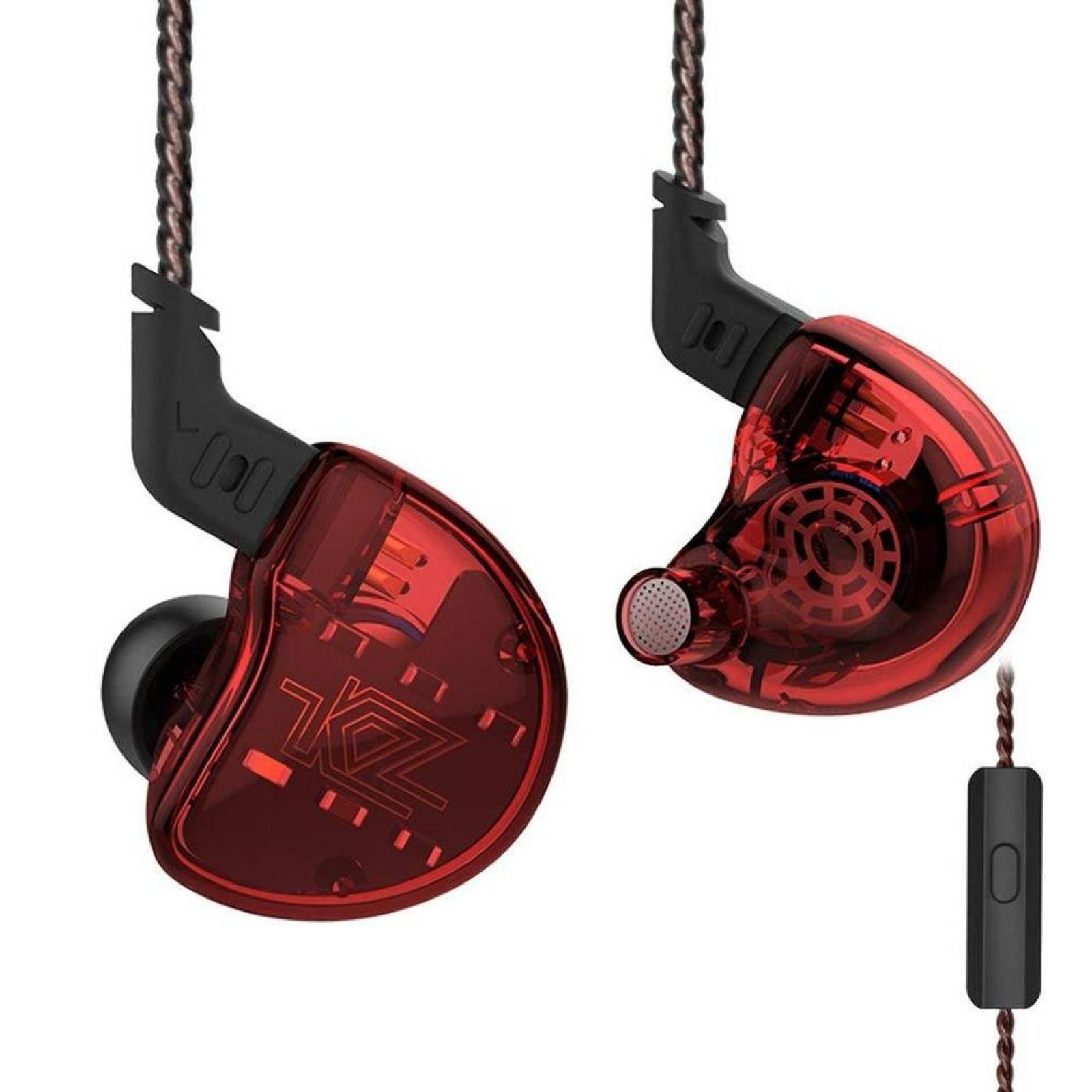 Audífonos KZ ZS10 HiFi Jack 35mm para Gaming con Micrófono 6 Bocinas Pro Rojo