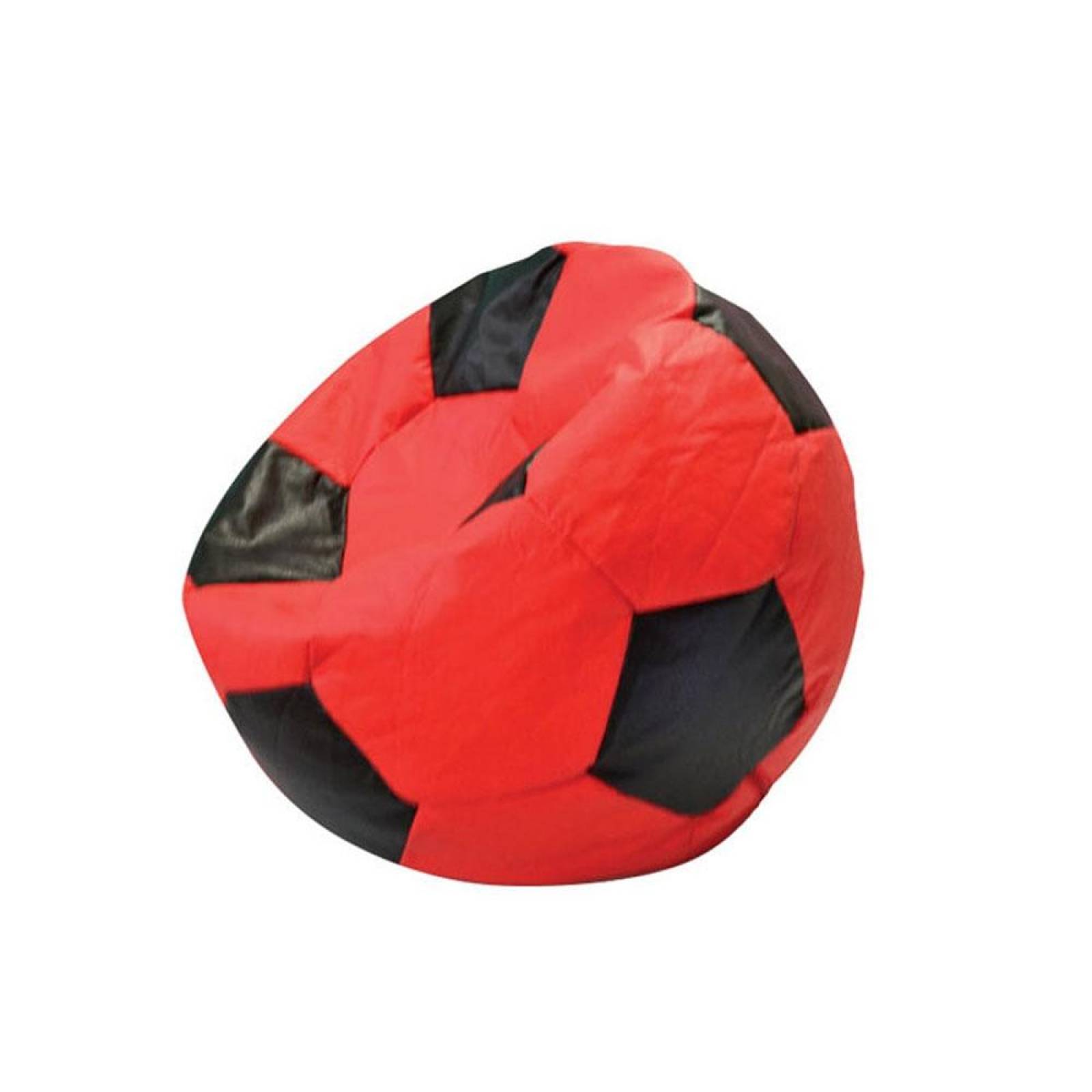 Puff Tipo Balon de Soccer Kids Chico Rojo con Negro Lunics