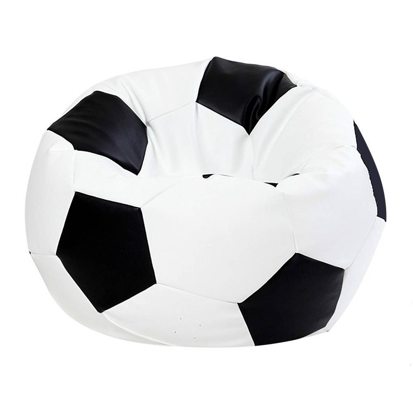 Puff Tipo Balon de Soccer Grande Negro con Blanco Lunics